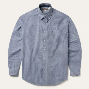 Blue Deco Geo Print Button Front Shirt -STETSON