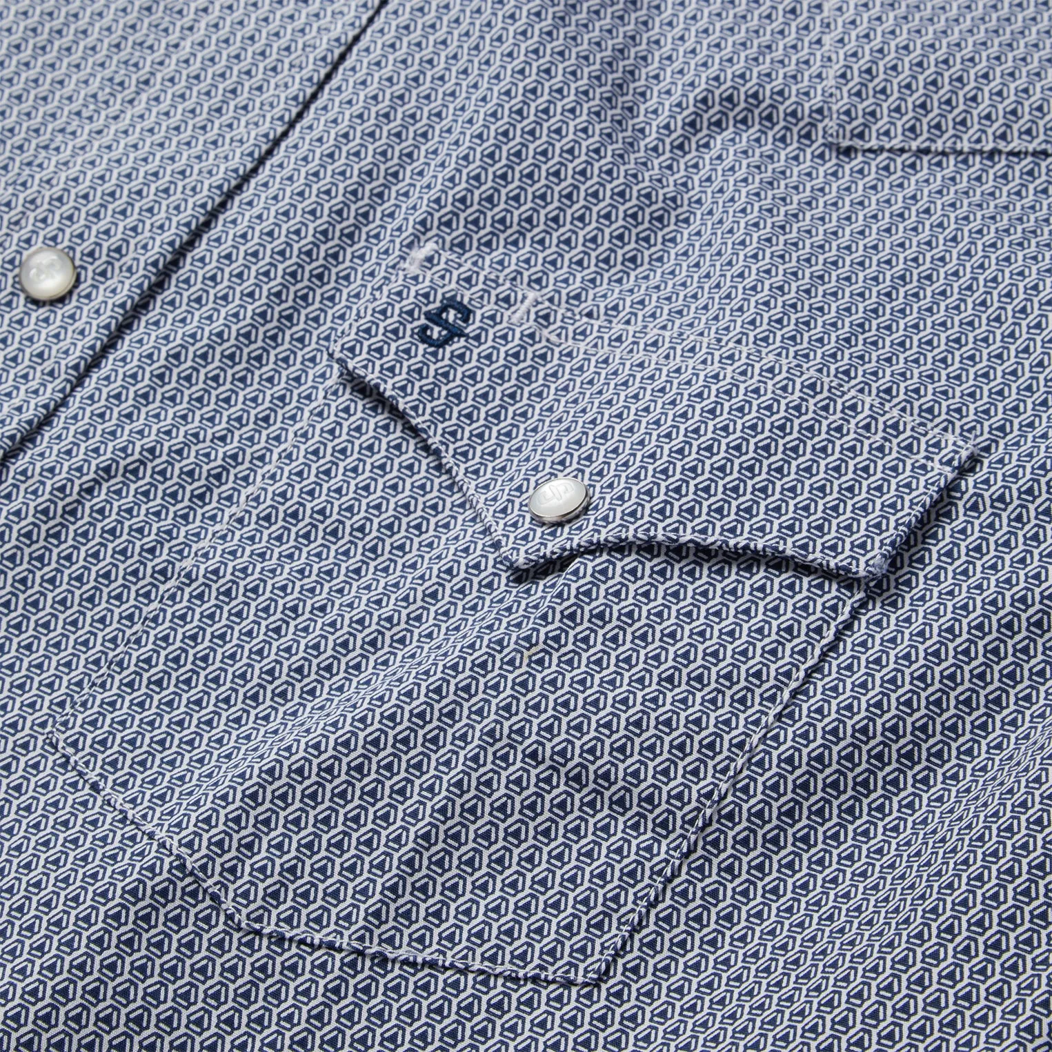 Blue Deco Geo Print Western Shirt -STETSON