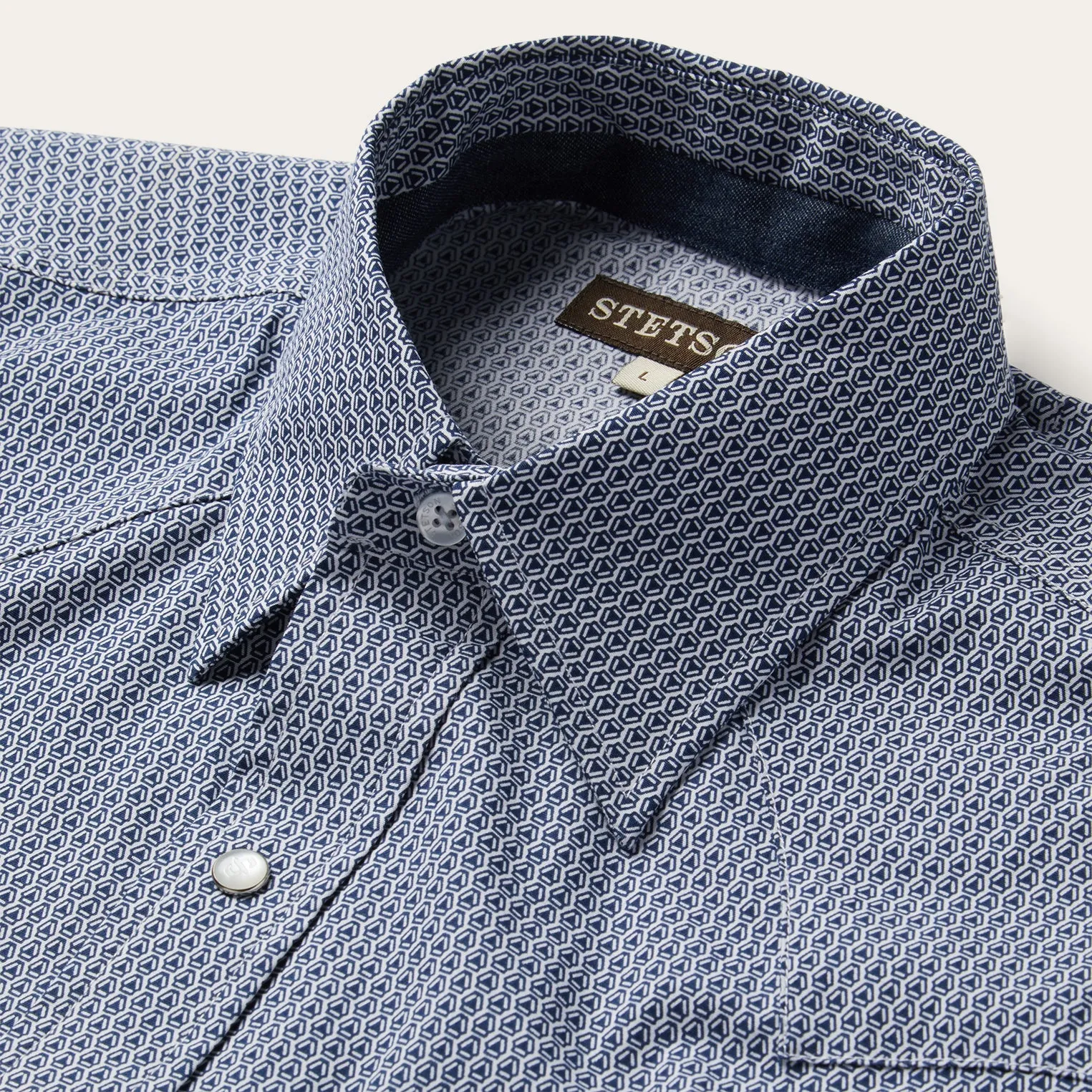 Blue Deco Geo Print Western Shirt -STETSON