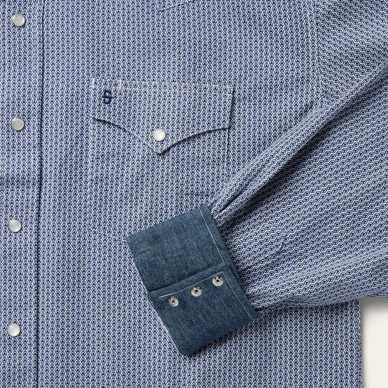 Blue Deco Geo Print Western Shirt -STETSON