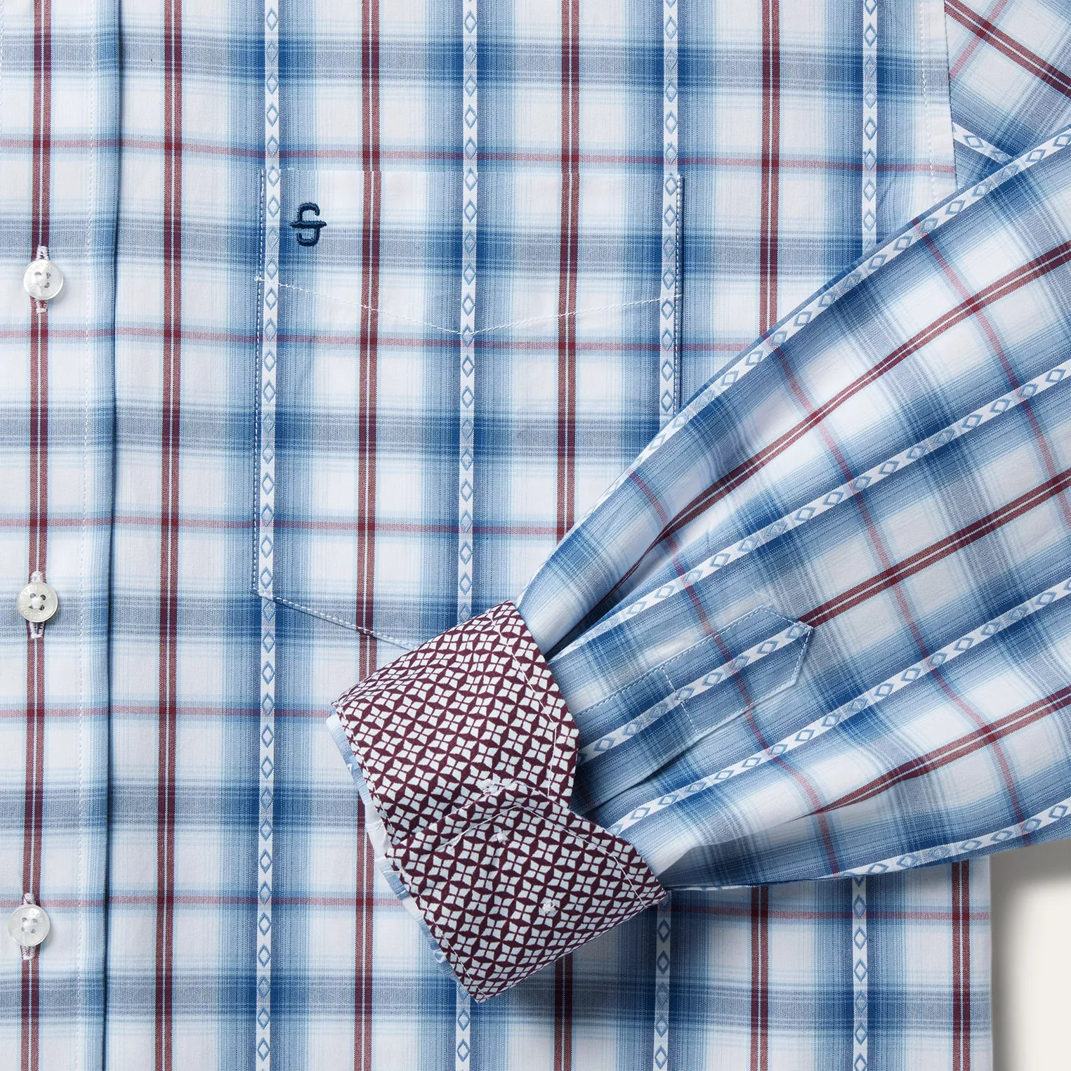 Blue Diamond Dobby Plaid Shirt -STETSON