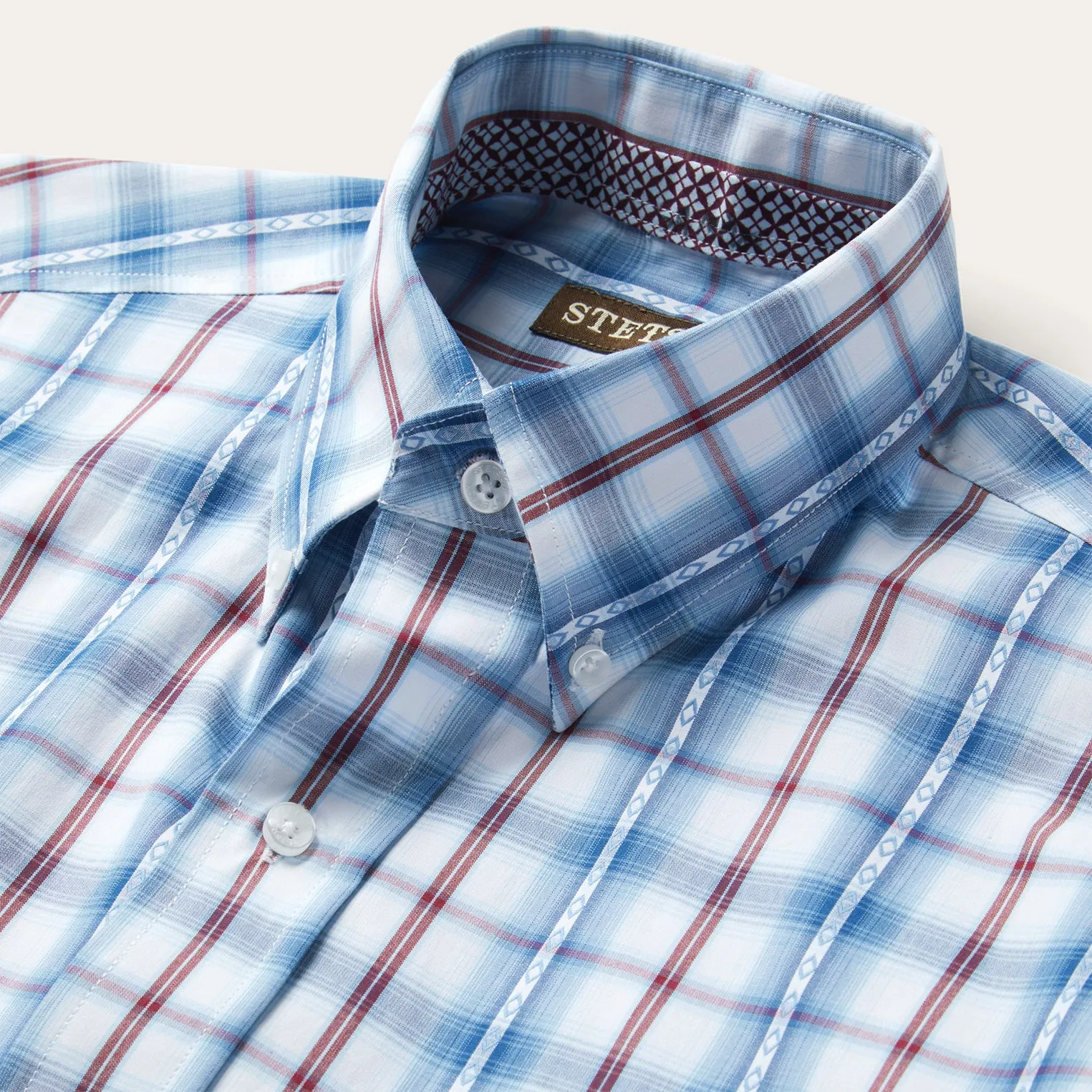 Blue Diamond Dobby Plaid Shirt -STETSON