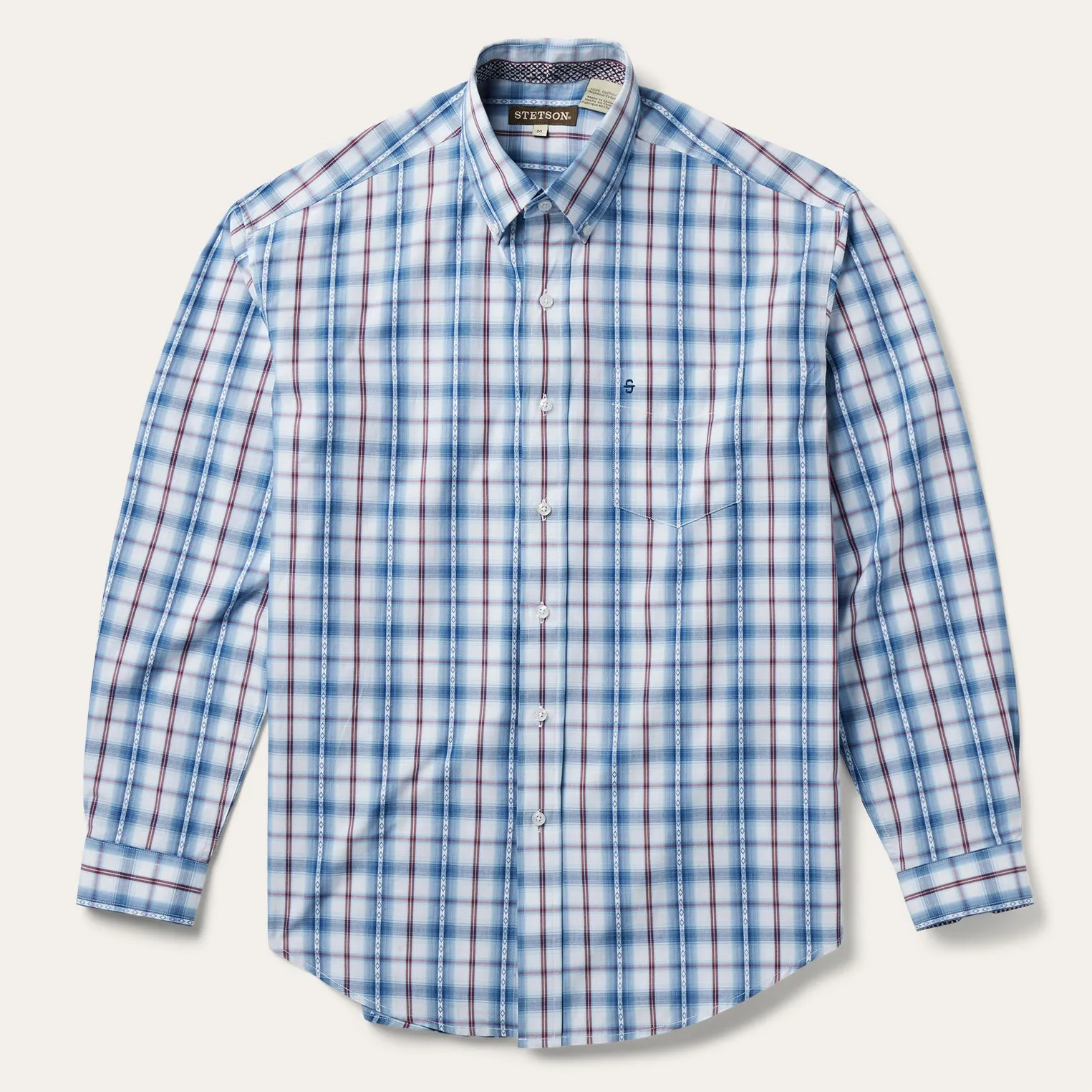 Blue Diamond Dobby Plaid Shirt -STETSON