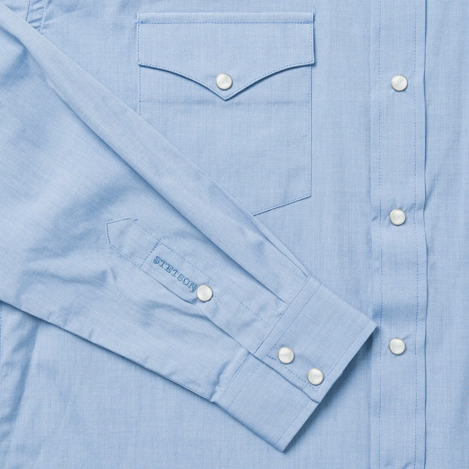 Blue End On End Solid Shirt -STETSON