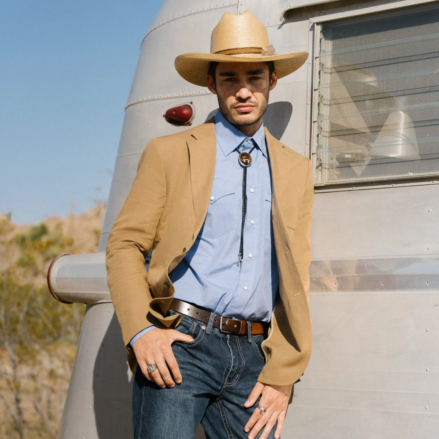 Blue End On End Solid Shirt -STETSON