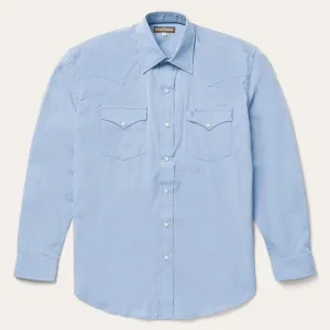 Blue End On End Solid Shirt -STETSON
