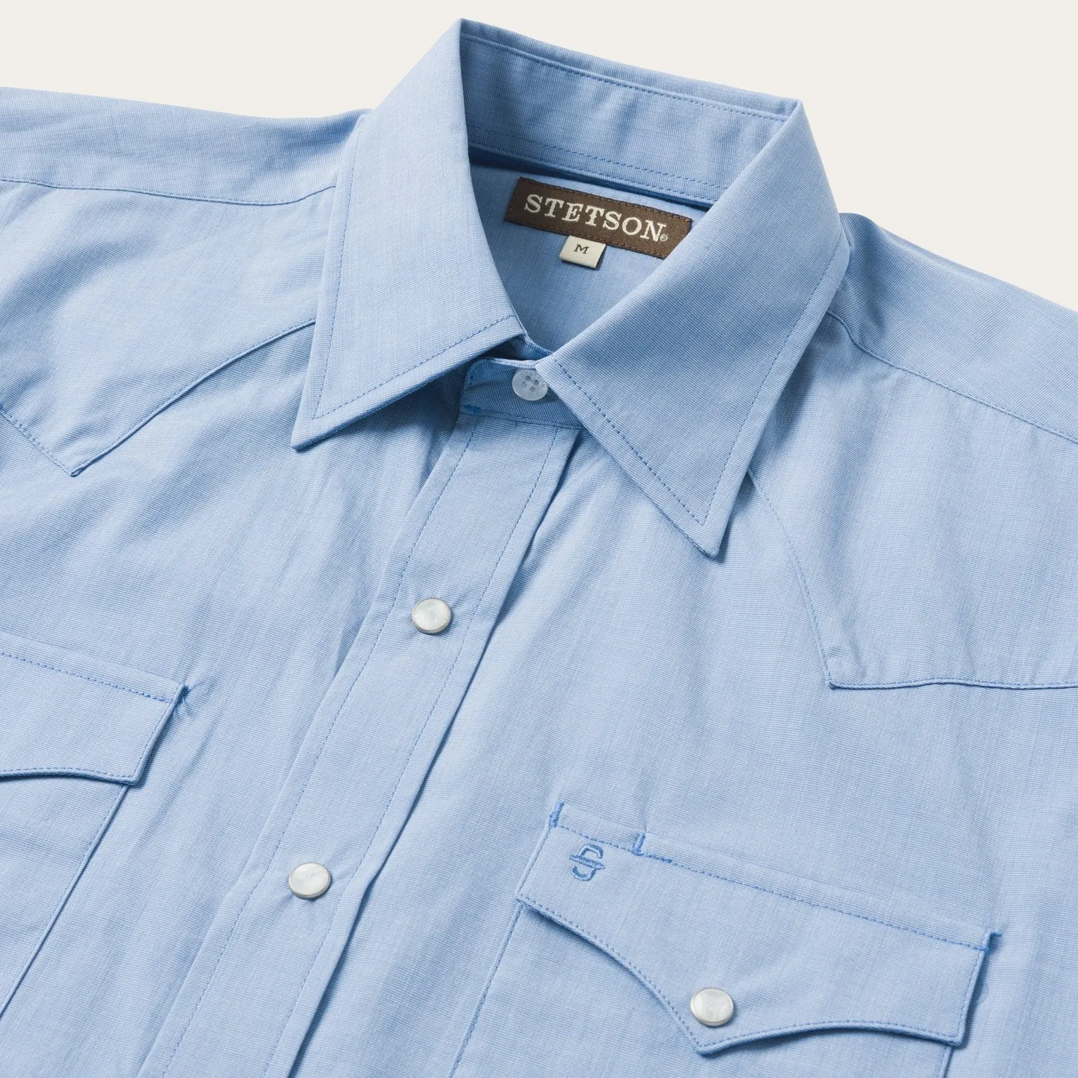 Blue End On End Solid Shirt -STETSON