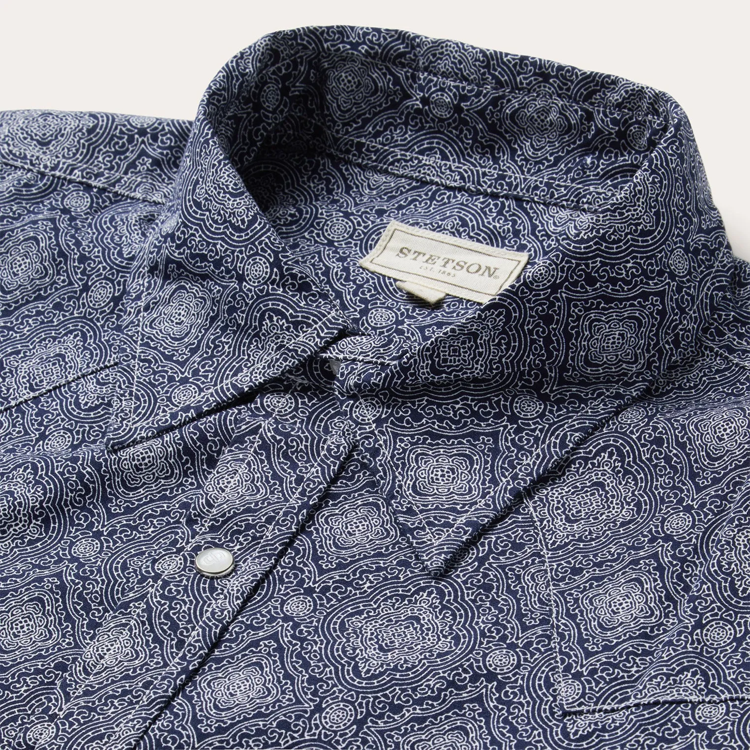 Blue Medallion Print Western Shirt -STETSON
