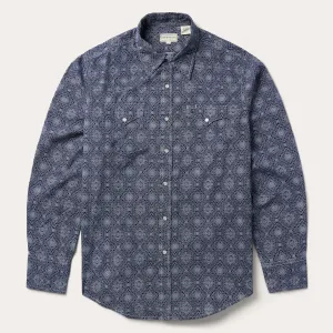 Blue Medallion Print Western Shirt -STETSON