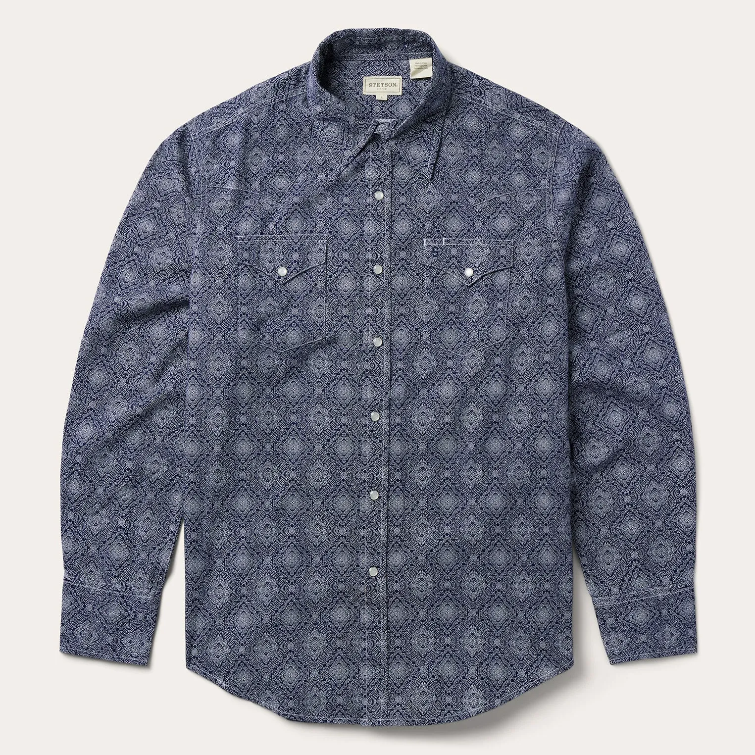 Blue Medallion Print Western Shirt -STETSON