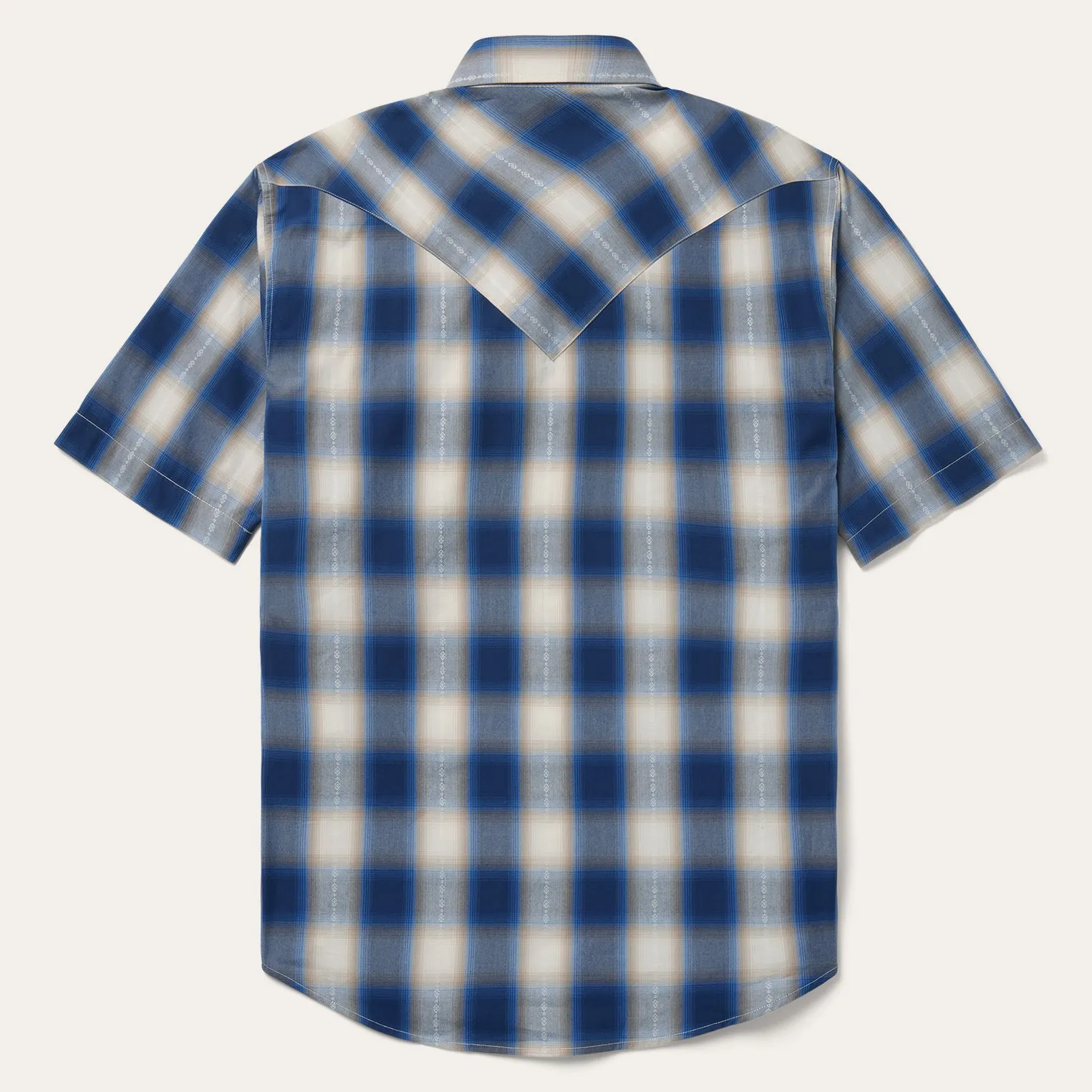 Blue Ombre Plaid Short Sleeve Western Shirt -STETSON