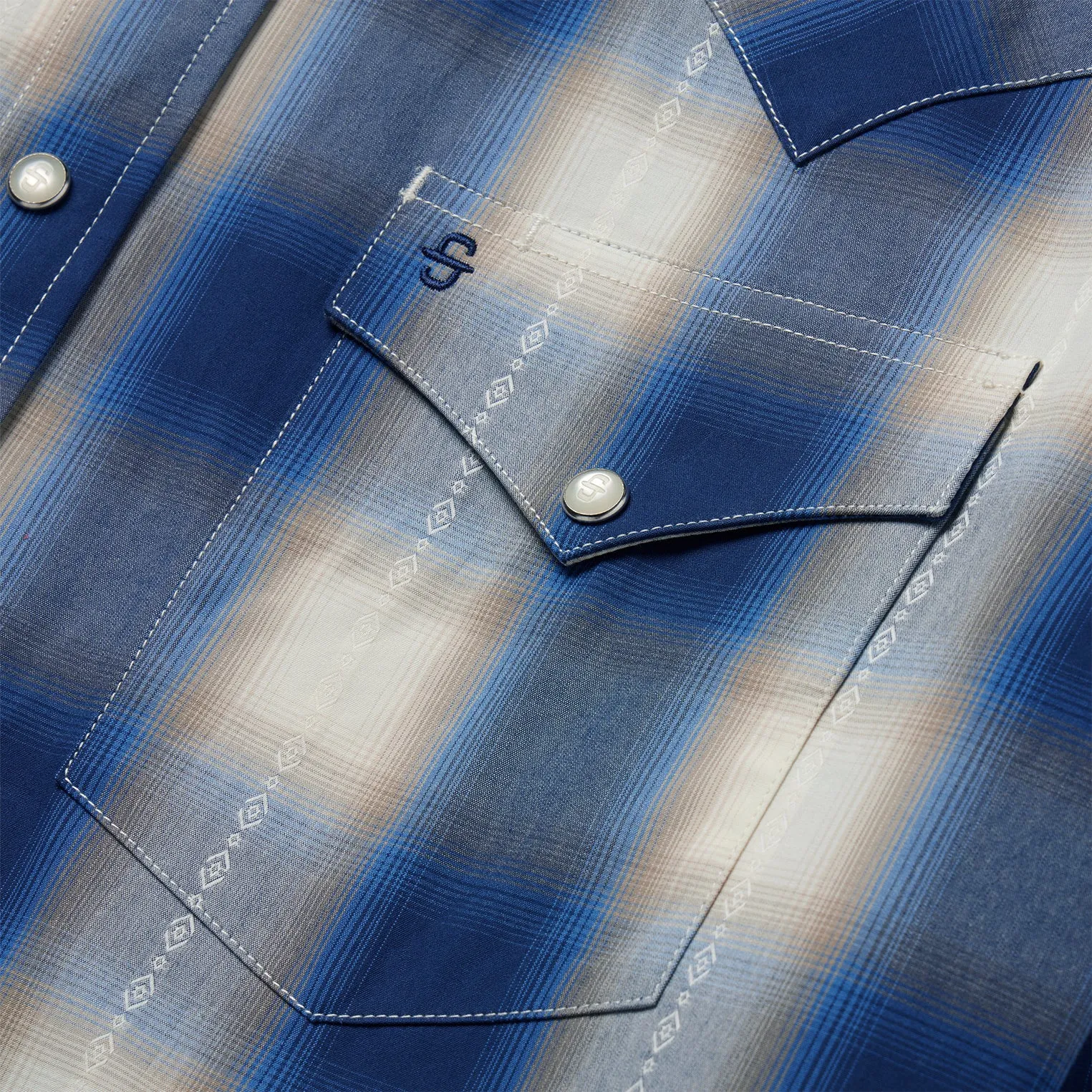 Blue Ombre Plaid Western Shirt -STETSON