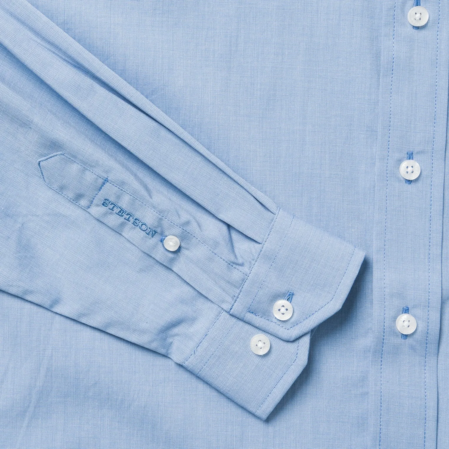Blue Solid One-Pocket Snap-Front Shirt -STETSON