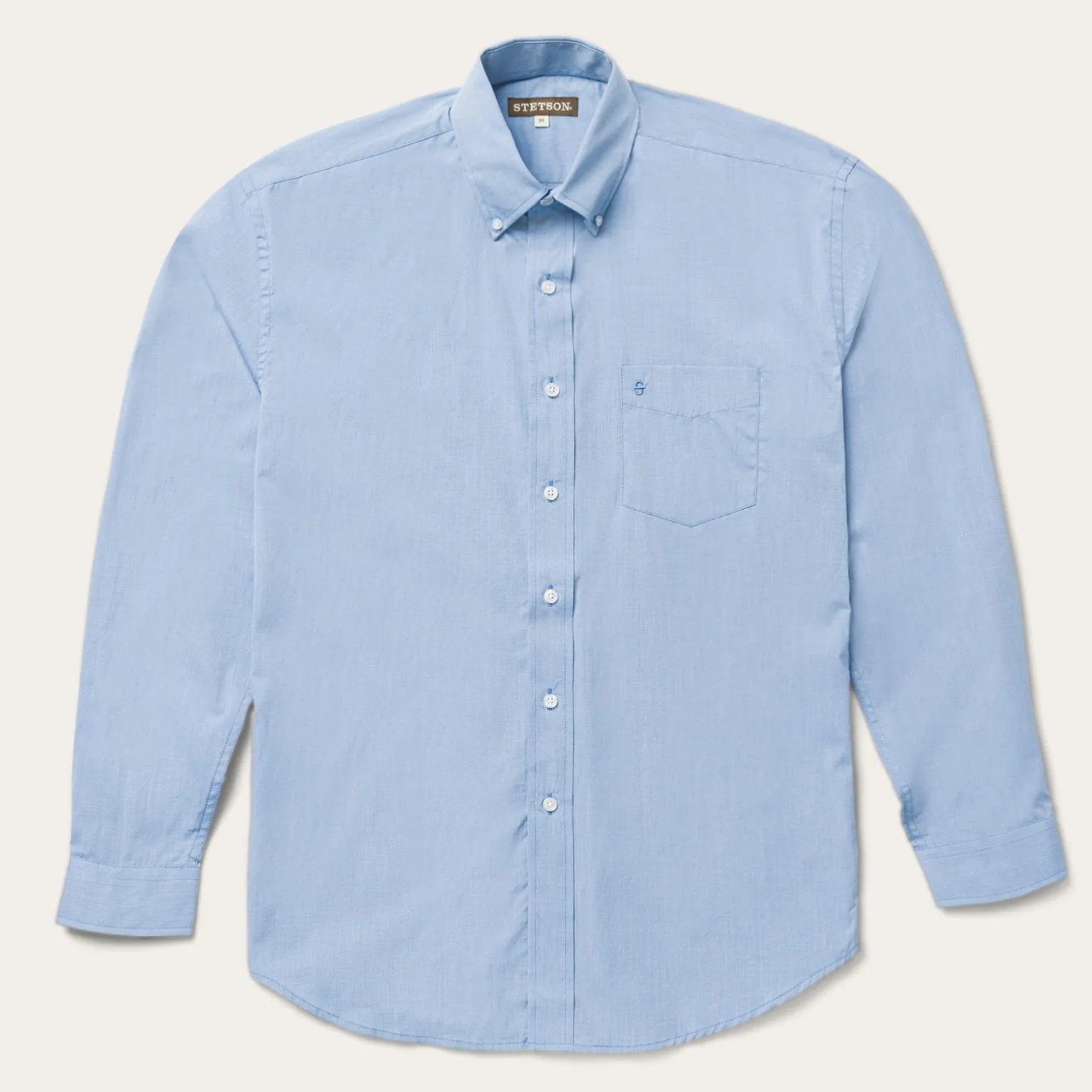 Blue Solid One-Pocket Snap-Front Shirt -STETSON
