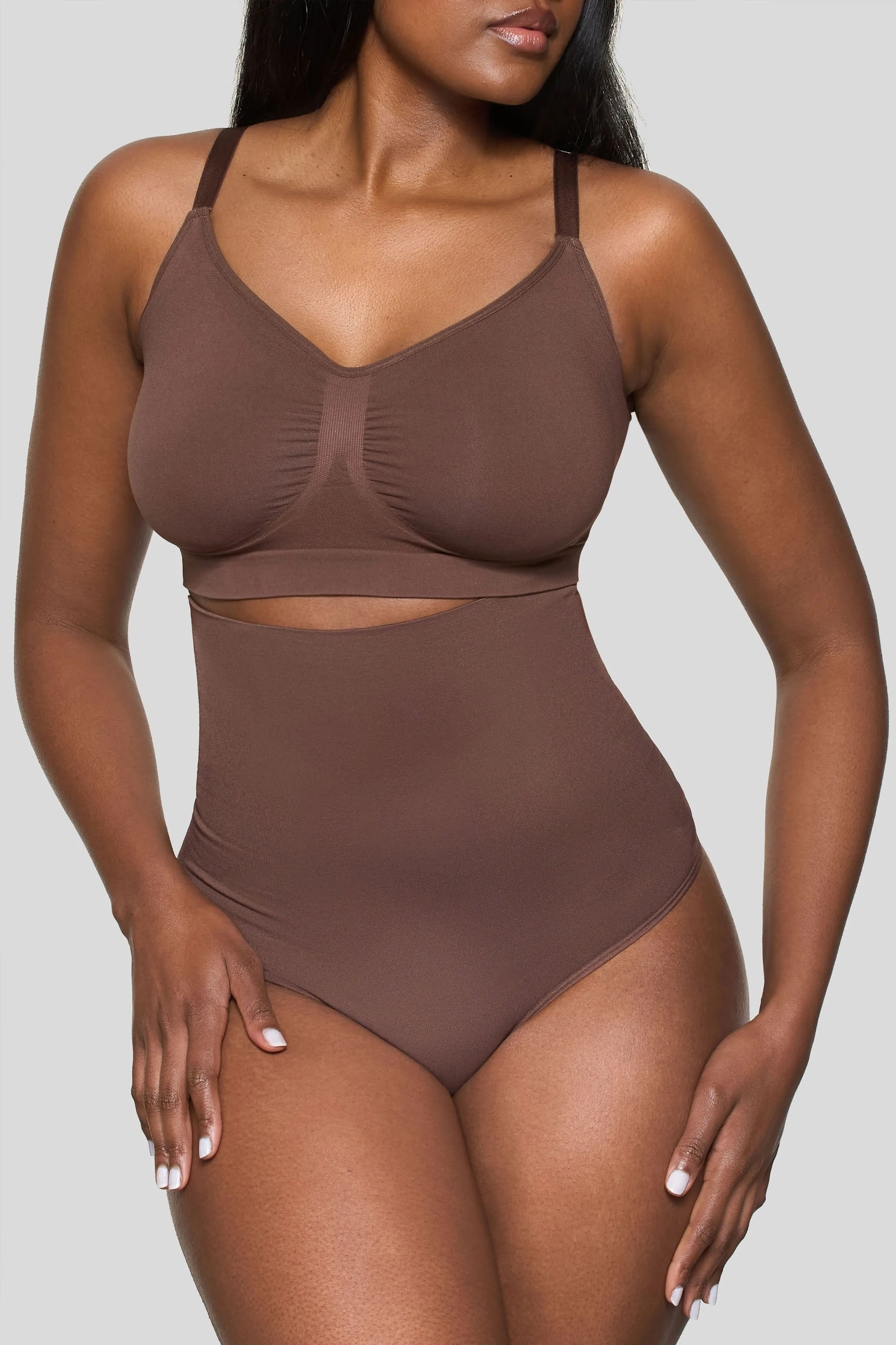 BOOMBA | Cocoa High-Waisted Thong Shapewear Club L London