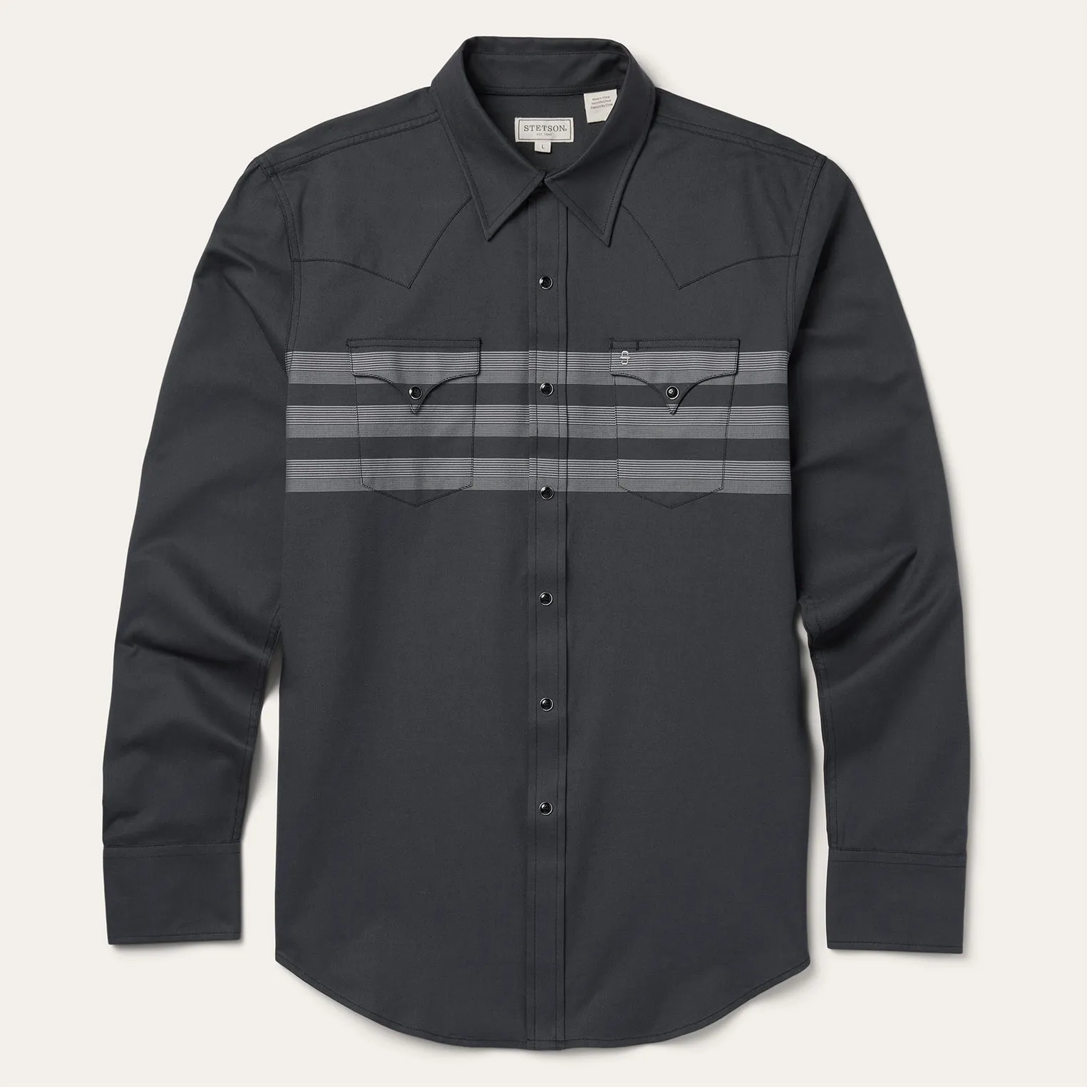 Border Stripe Twill Western Shirt -STETSON