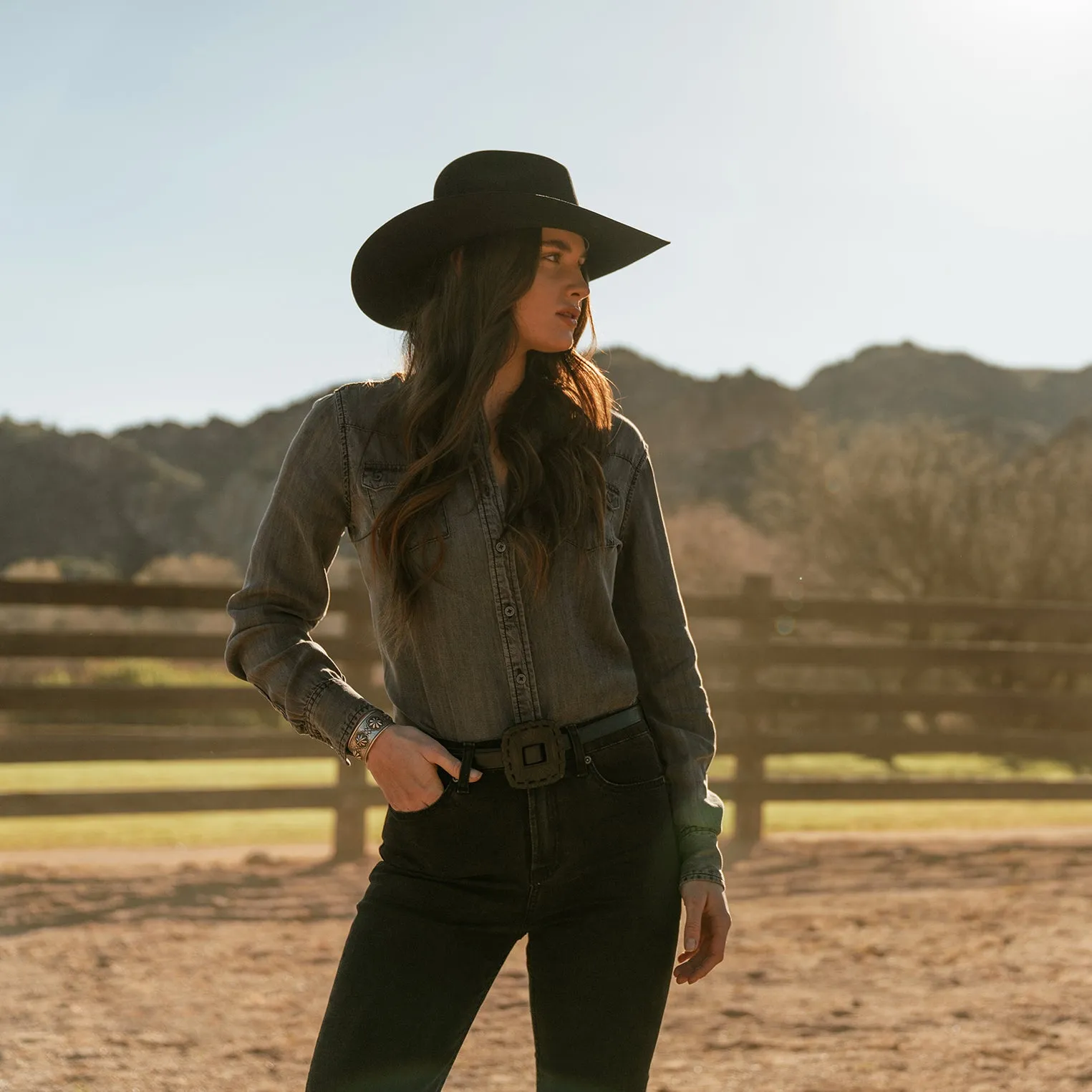 Boyfriend Fit Denim Shirt -STETSON