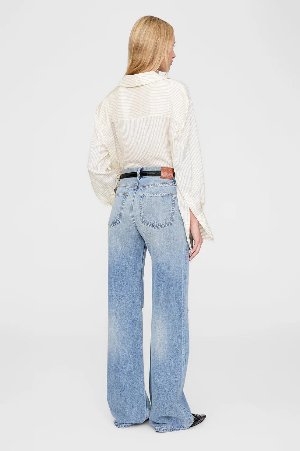 Bridget Shirt - Ivory And Black Pinstripe -ANINE BING