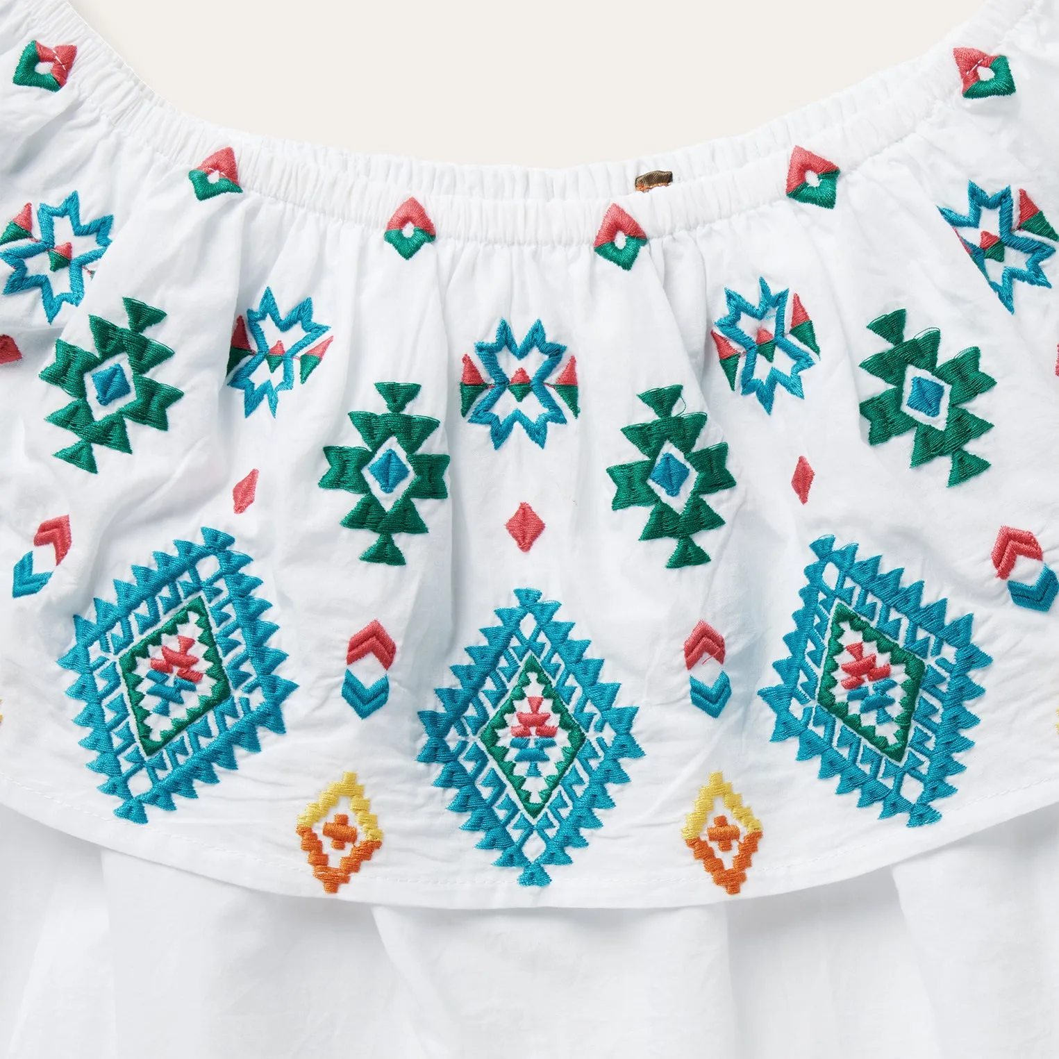 Bright Schiffli Embroidered White Cotton Lawn Blouse -STETSON