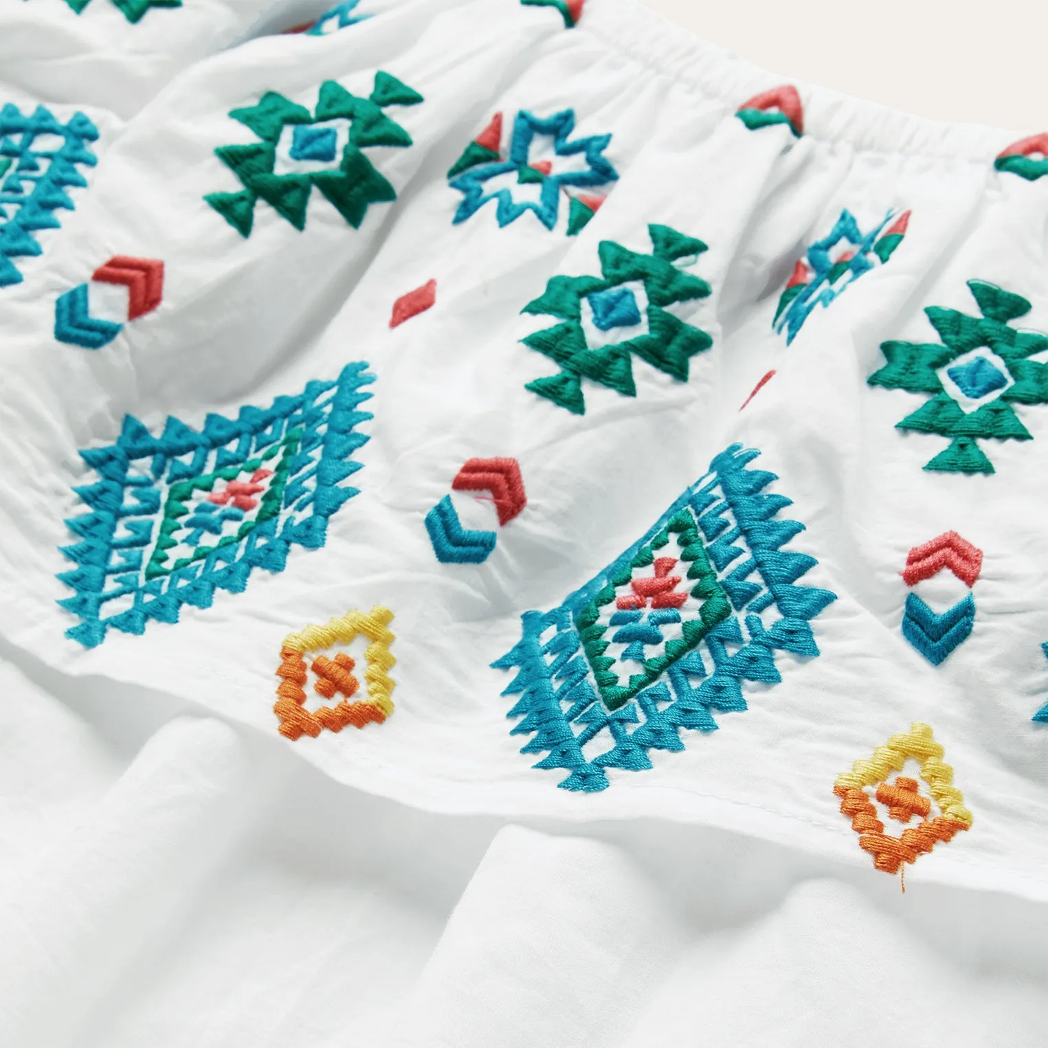 Bright Schiffli Embroidered White Cotton Lawn Blouse -STETSON