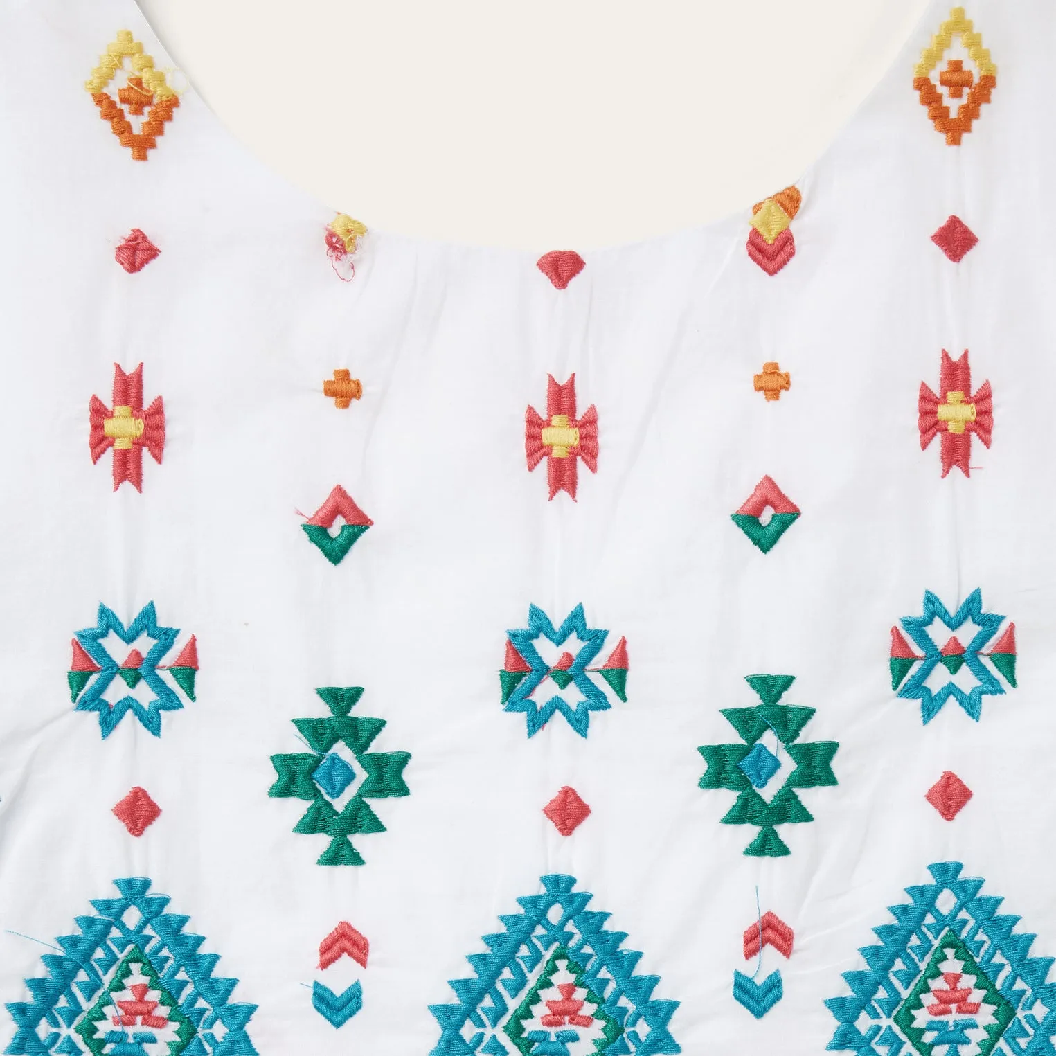 Bright Schiffli Embroidered White Cotton Lawn Dress -STETSON