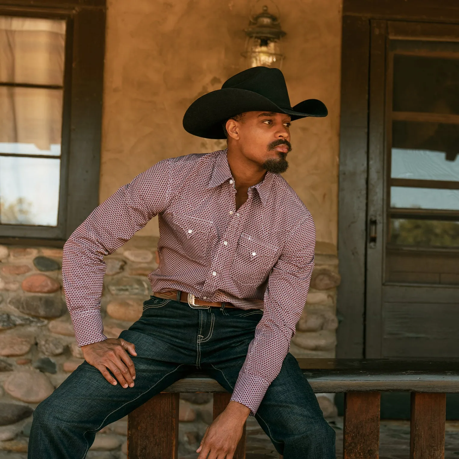 Broken Diamond Print Western Shirt -STETSON