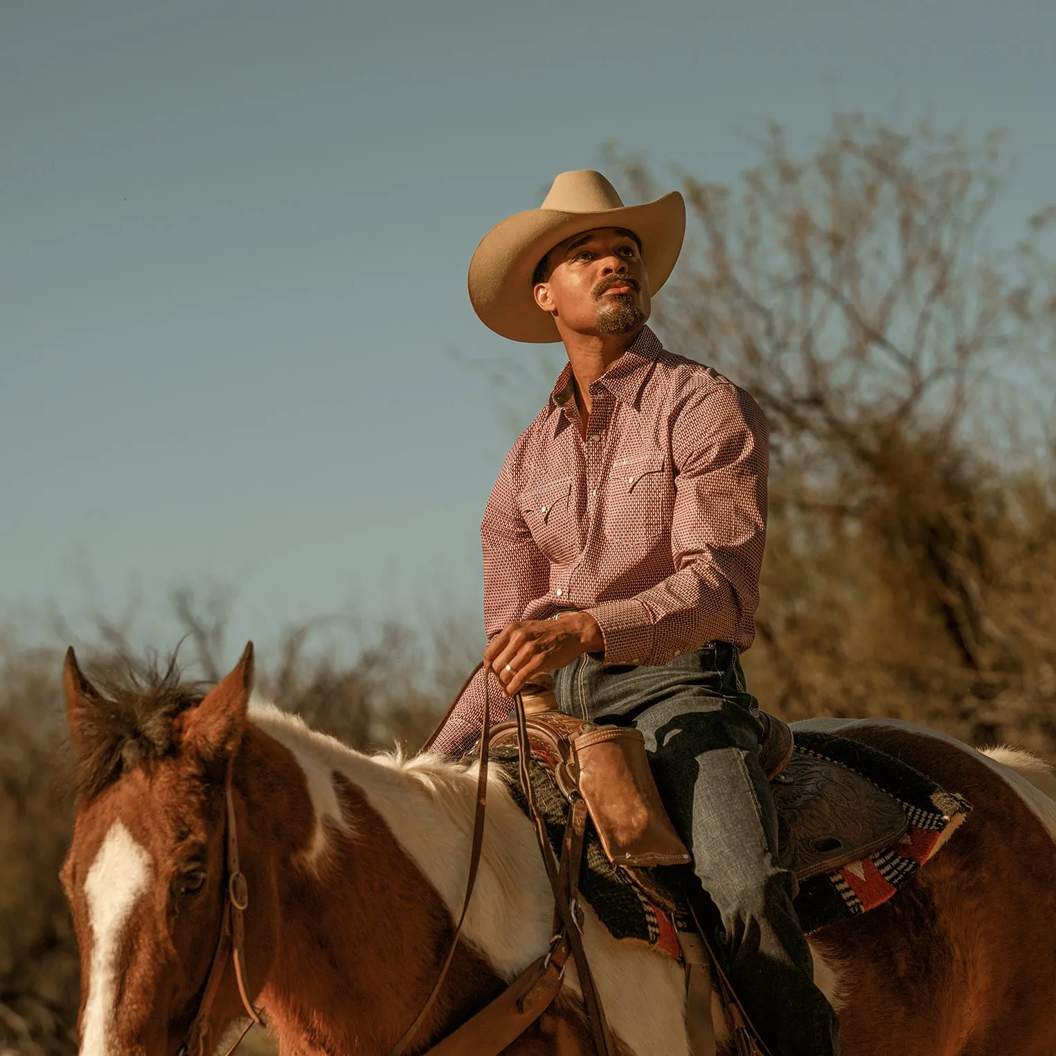 Broken Diamond Print Western Shirt -STETSON