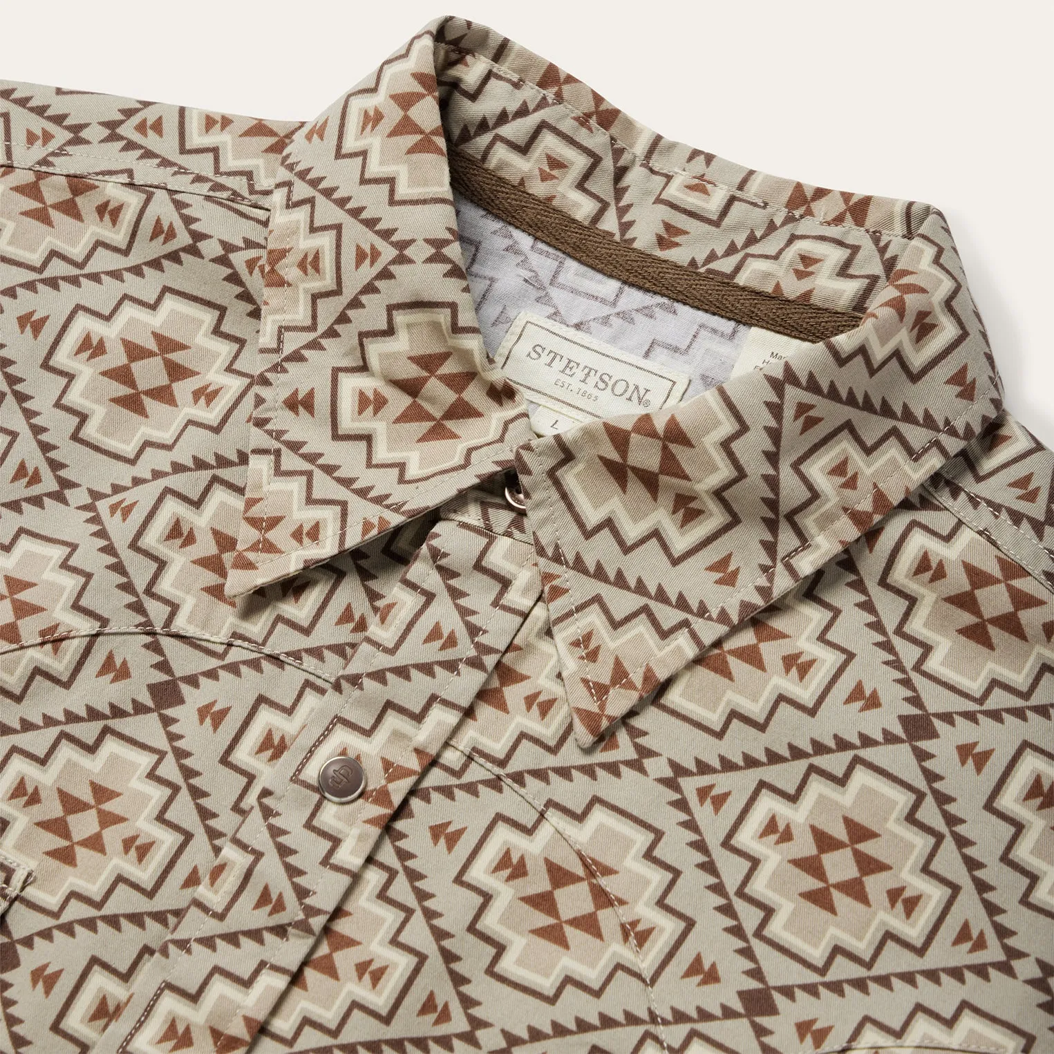 Brown Aztec Poplin Western Shirt -STETSON