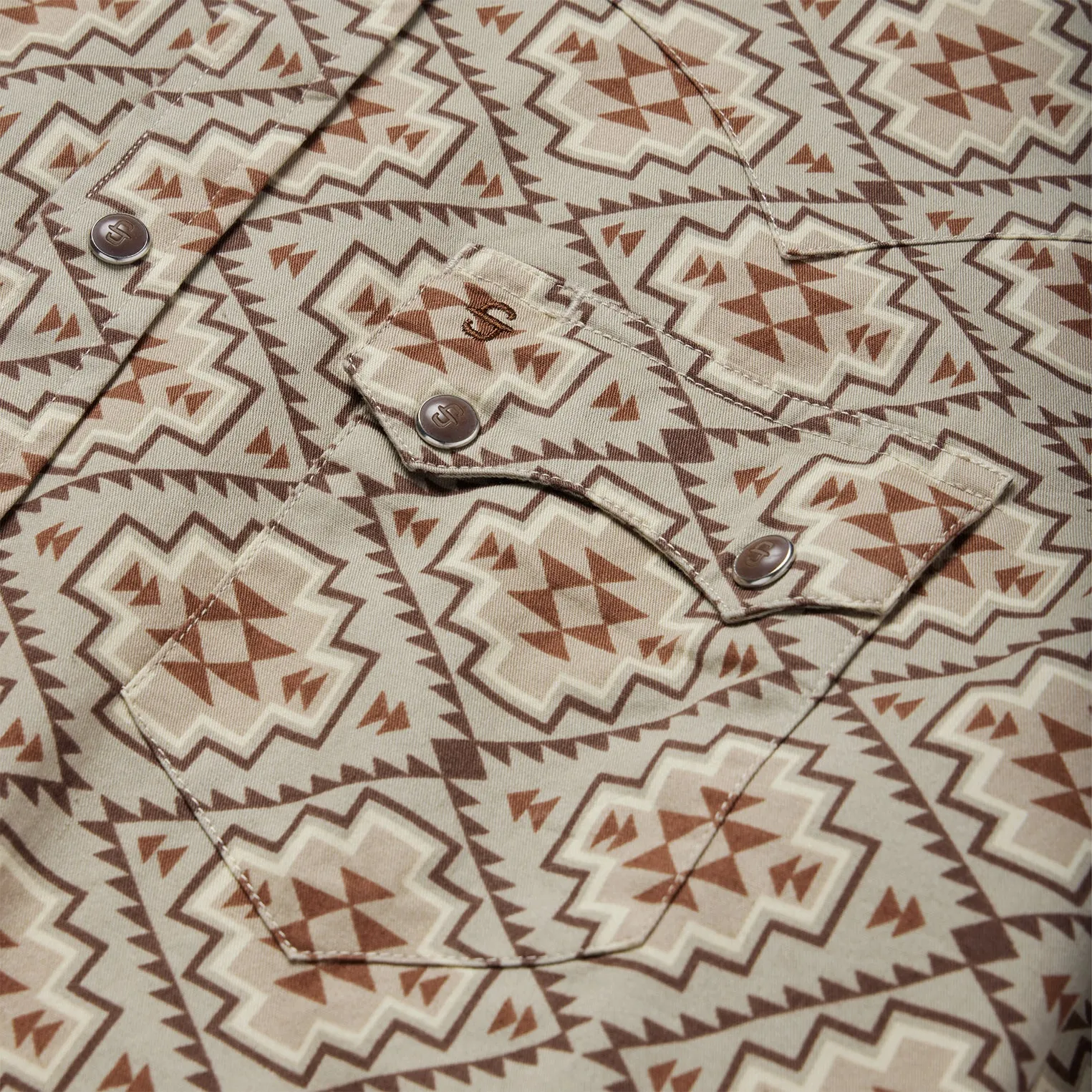 Brown Aztec Poplin Western Shirt -STETSON