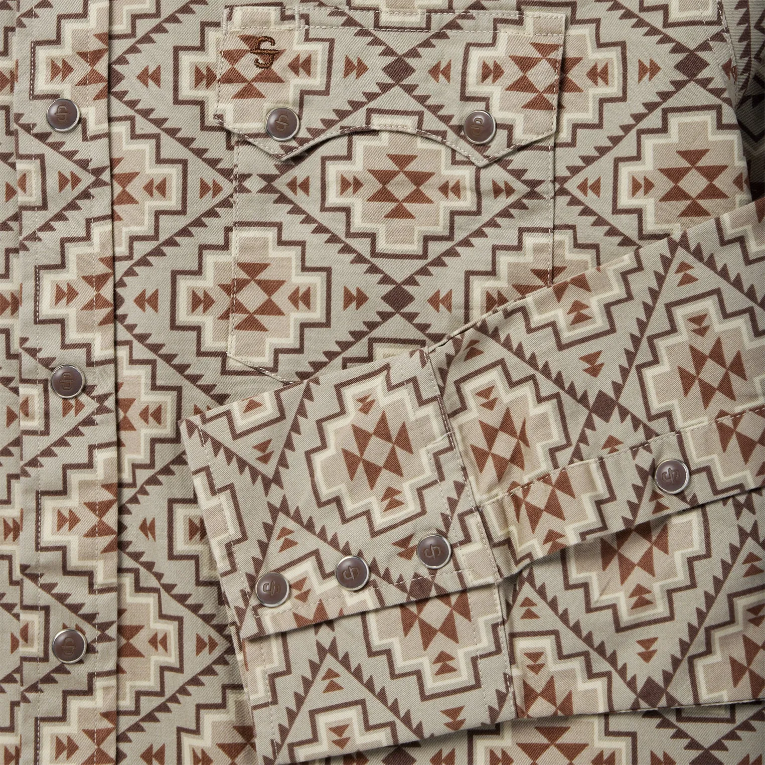 Brown Aztec Poplin Western Shirt -STETSON