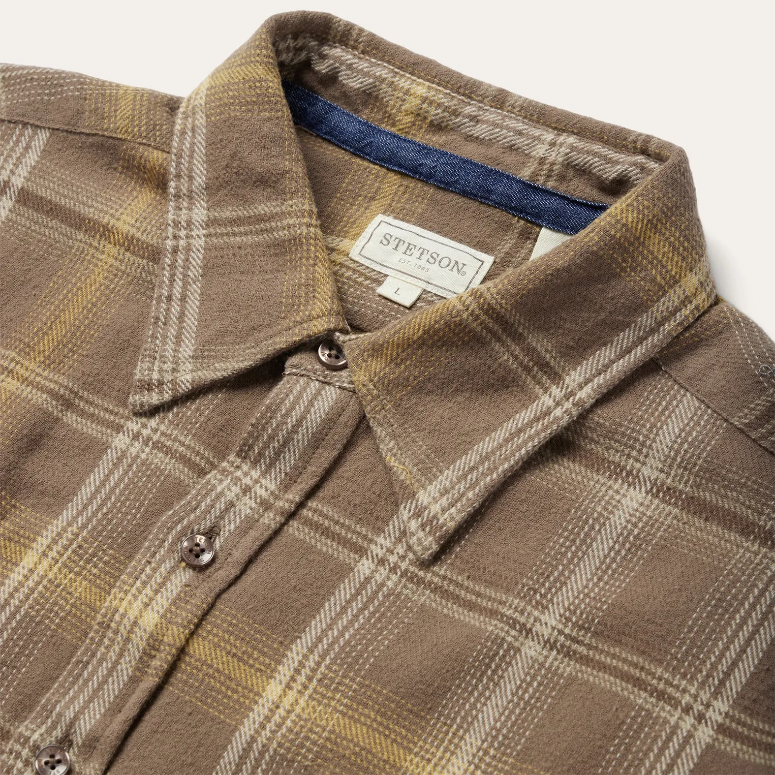Brown Flannel Button-Front Shirt -STETSON