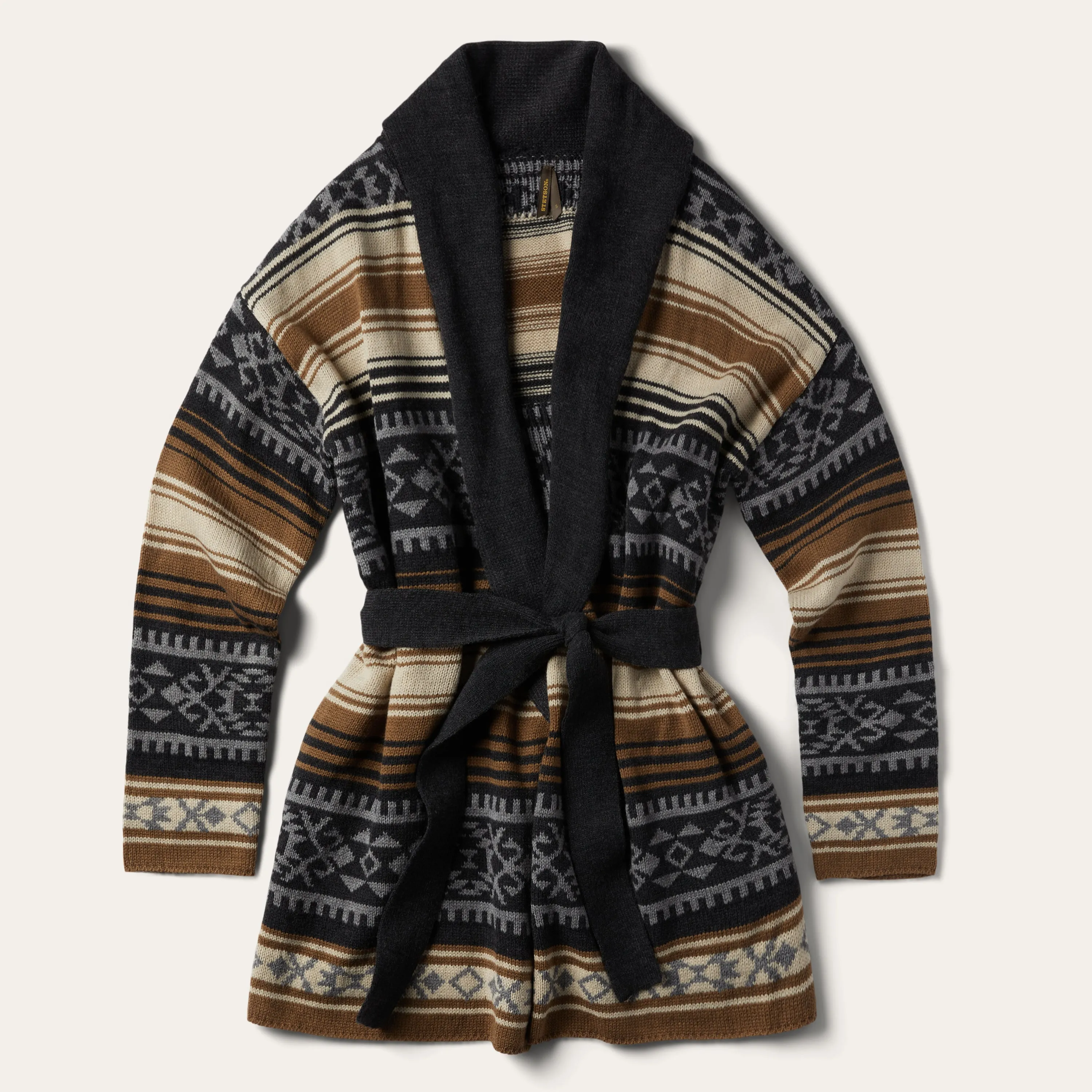 Brown Serape Belted Cardigan -STETSON