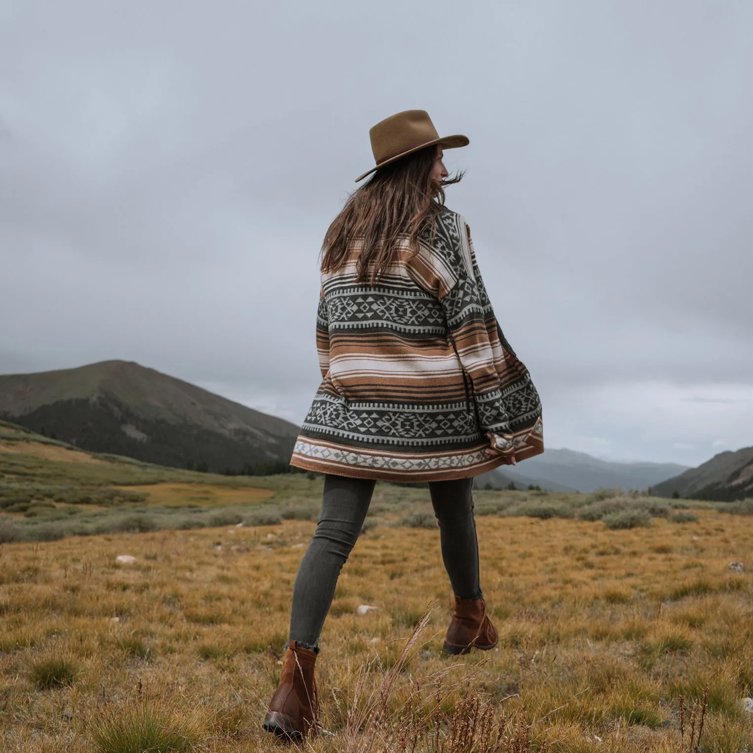 Brown Serape Belted Cardigan -STETSON