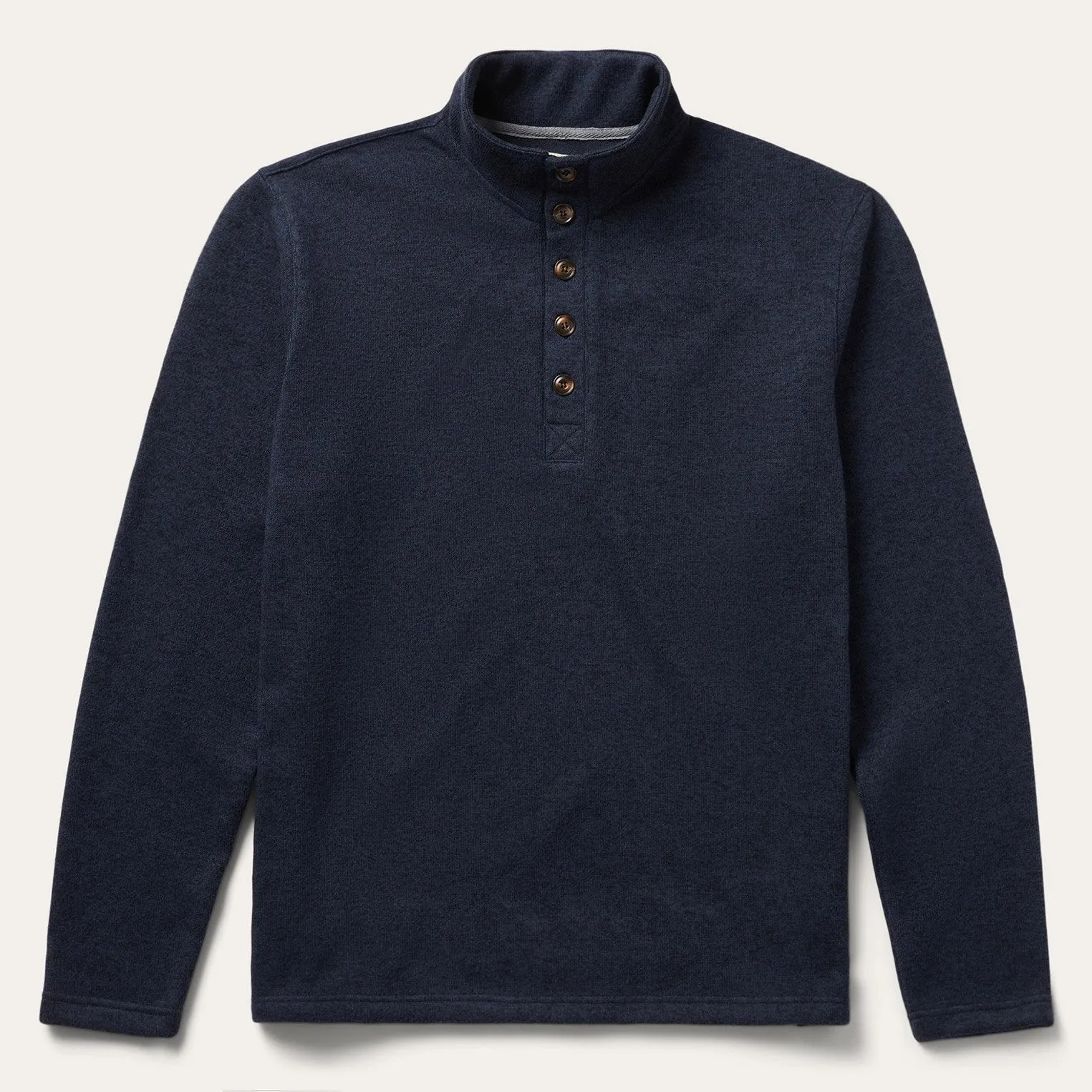 Button-Front Blue Pullover Knit Sweater -STETSON