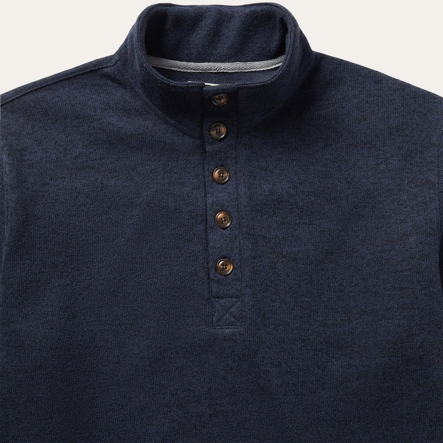 Button-Front Blue Pullover Knit Sweater -STETSON