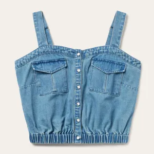 Button Front Denim Tank Top -STETSON
