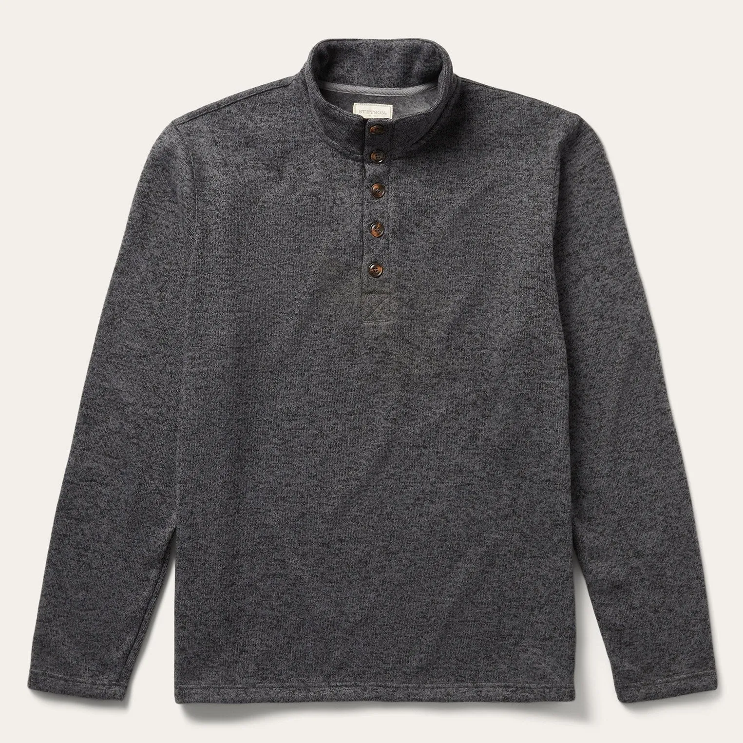 Button-Front Grey Pullover Knit Sweater -STETSON