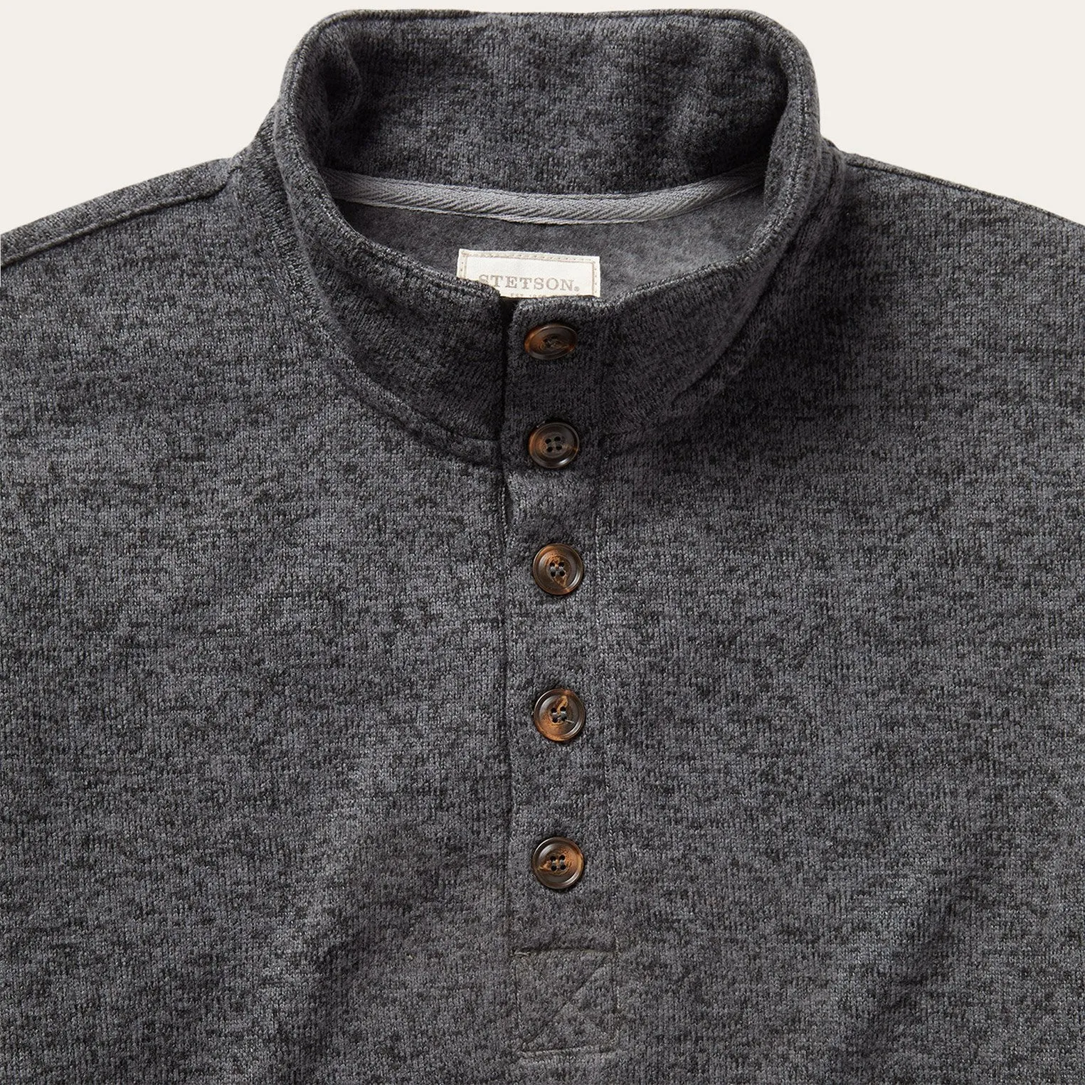 Button-Front Grey Pullover Knit Sweater -STETSON