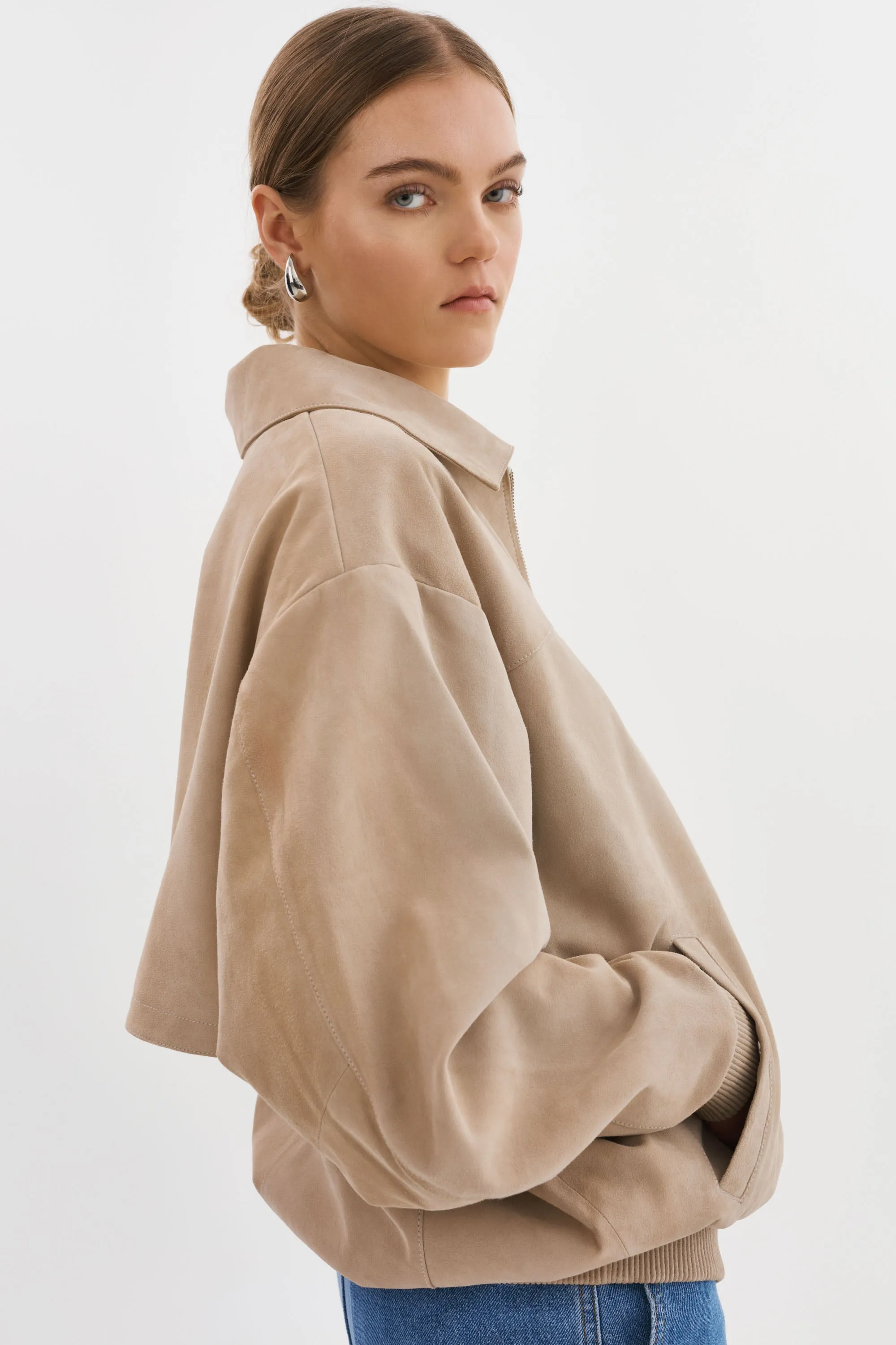 CADEN | Oversized Suede Bomber Jacket