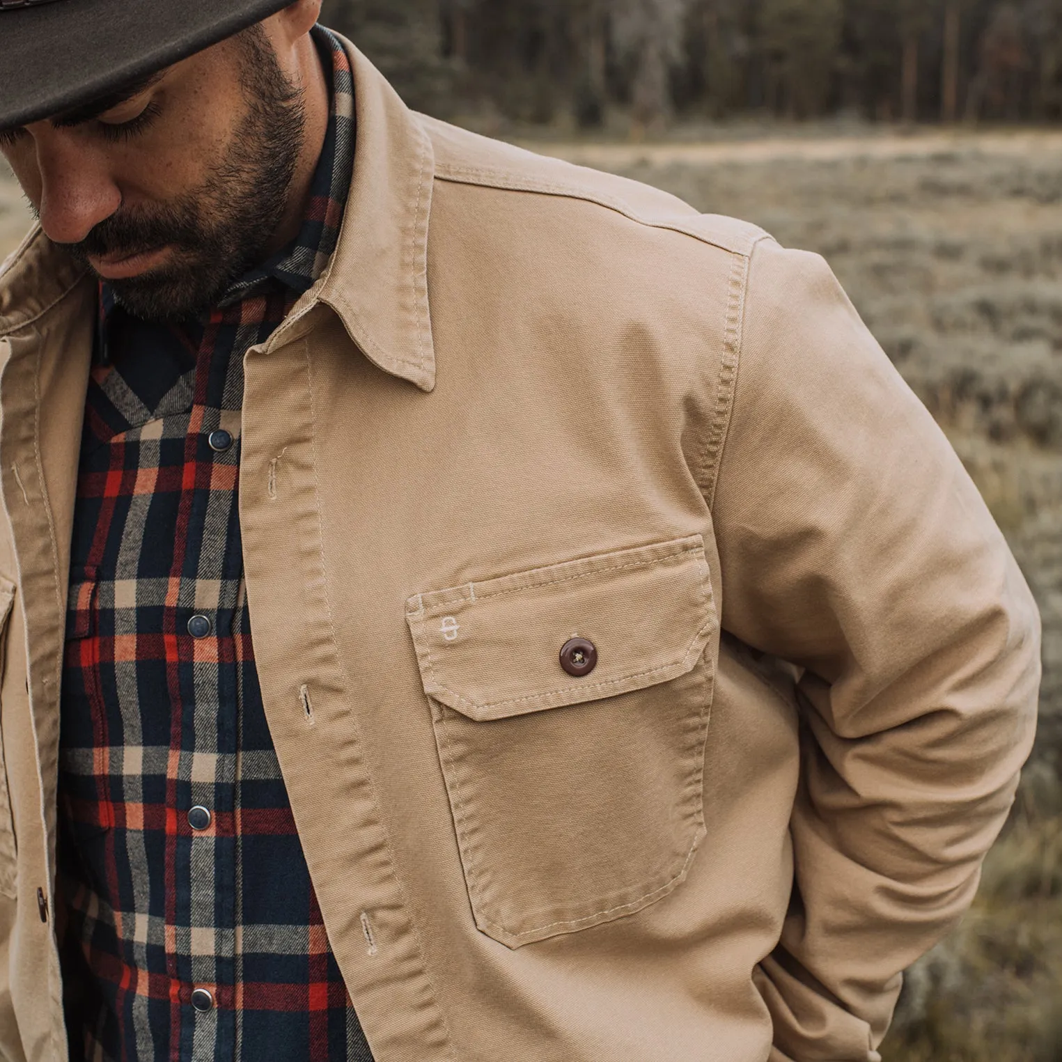 Camel Stretch Canvas Shirt Jacket -STETSON
