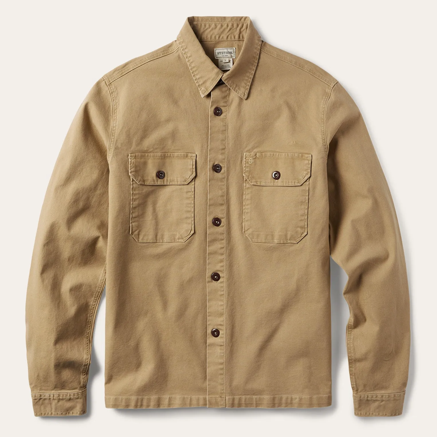 Camel Stretch Canvas Shirt Jacket -STETSON