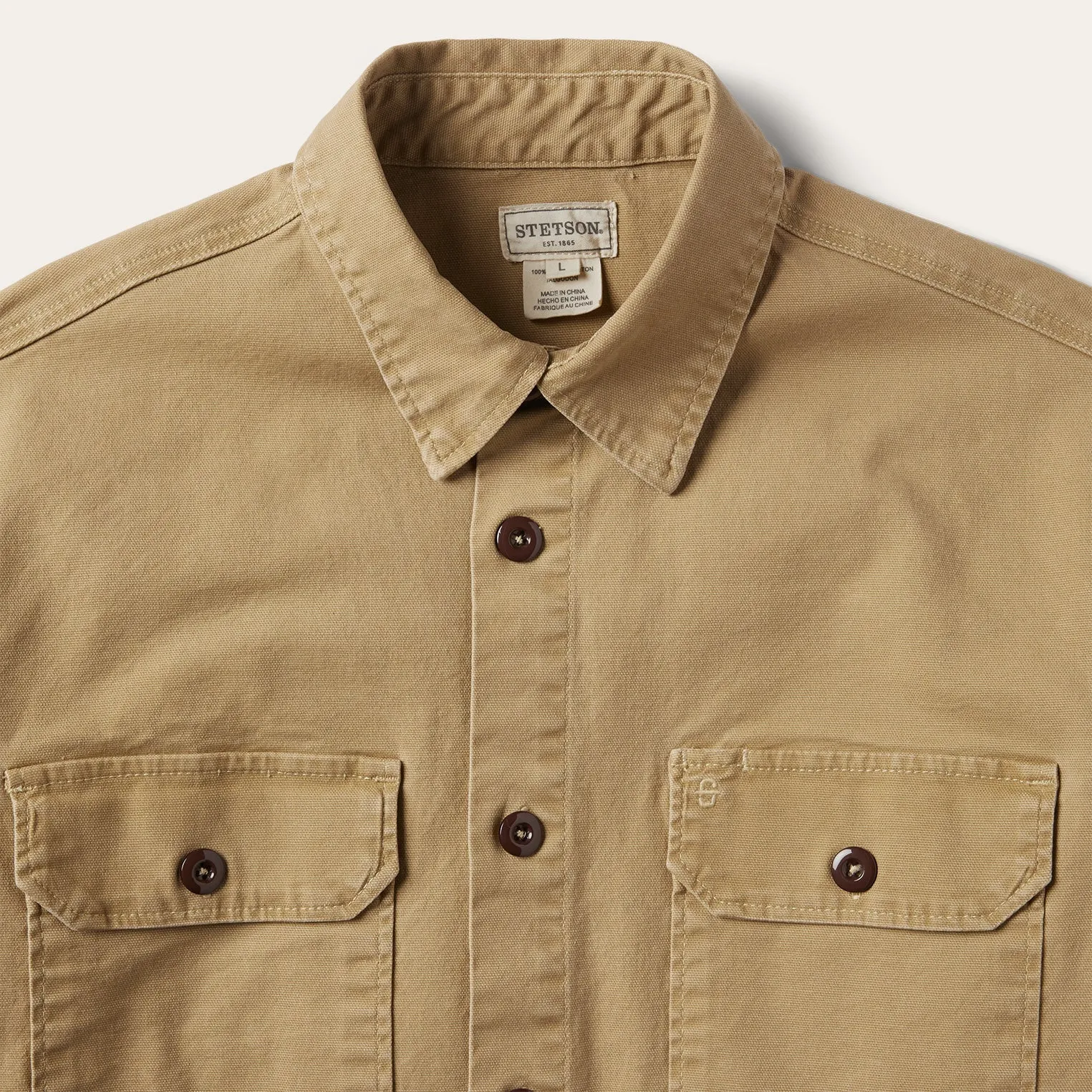 Camel Stretch Canvas Shirt Jacket -STETSON
