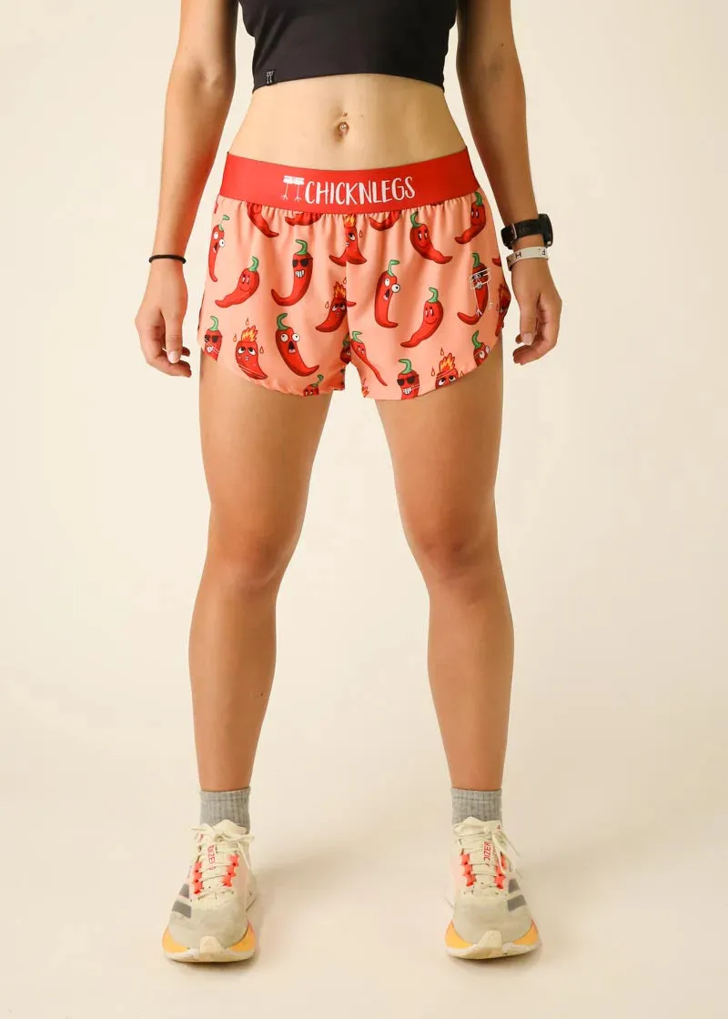 ChicknLegs Women's 1.5" Split Shorts in Chilis Print