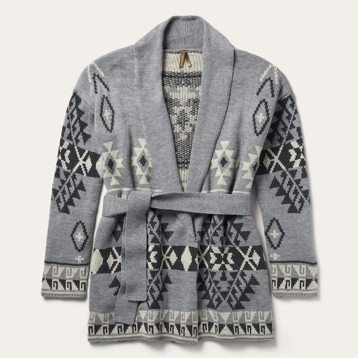 Chunky Knit Tie Sweater in Grey -STETSON