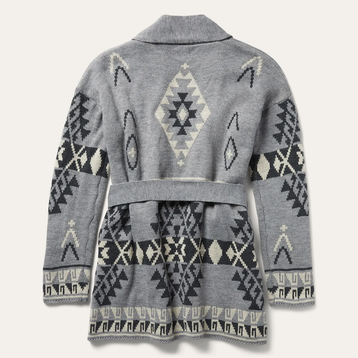 Chunky Knit Tie Sweater in Grey -STETSON