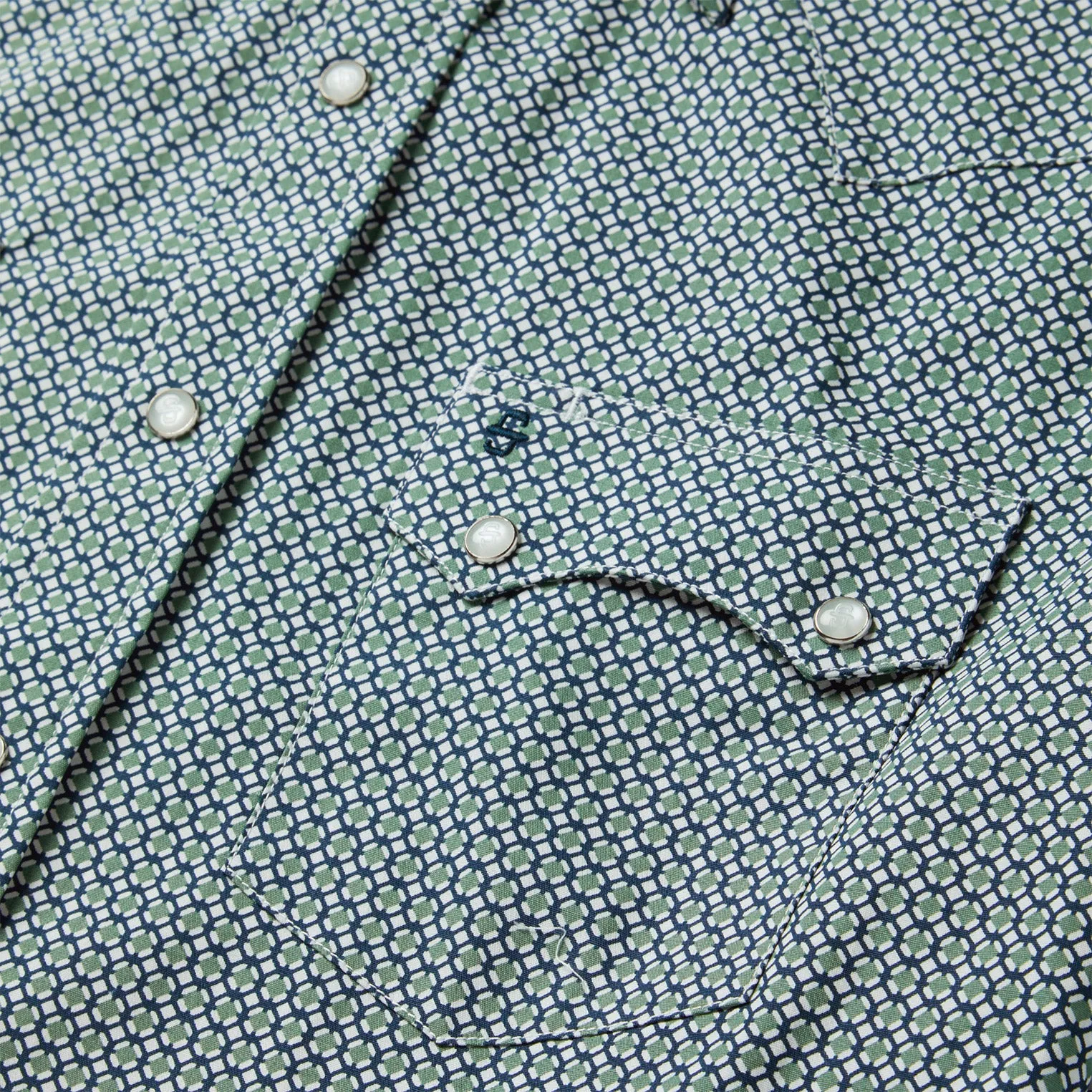 Circle Diamond Print Short Sleeve Western Shirt -STETSON
