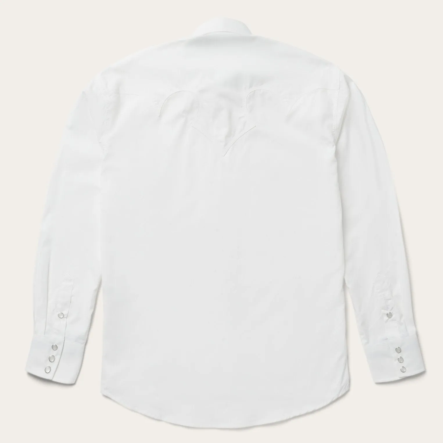 Classic Solid Snap Poplin Shirt In Optic White -STETSON