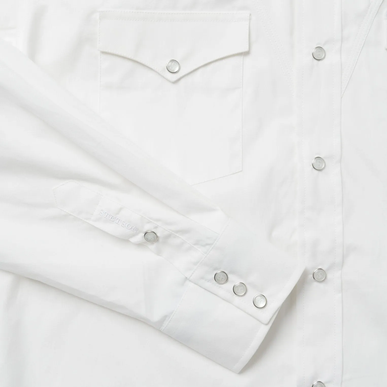 Classic Solid Snap Poplin Shirt In Optic White -STETSON