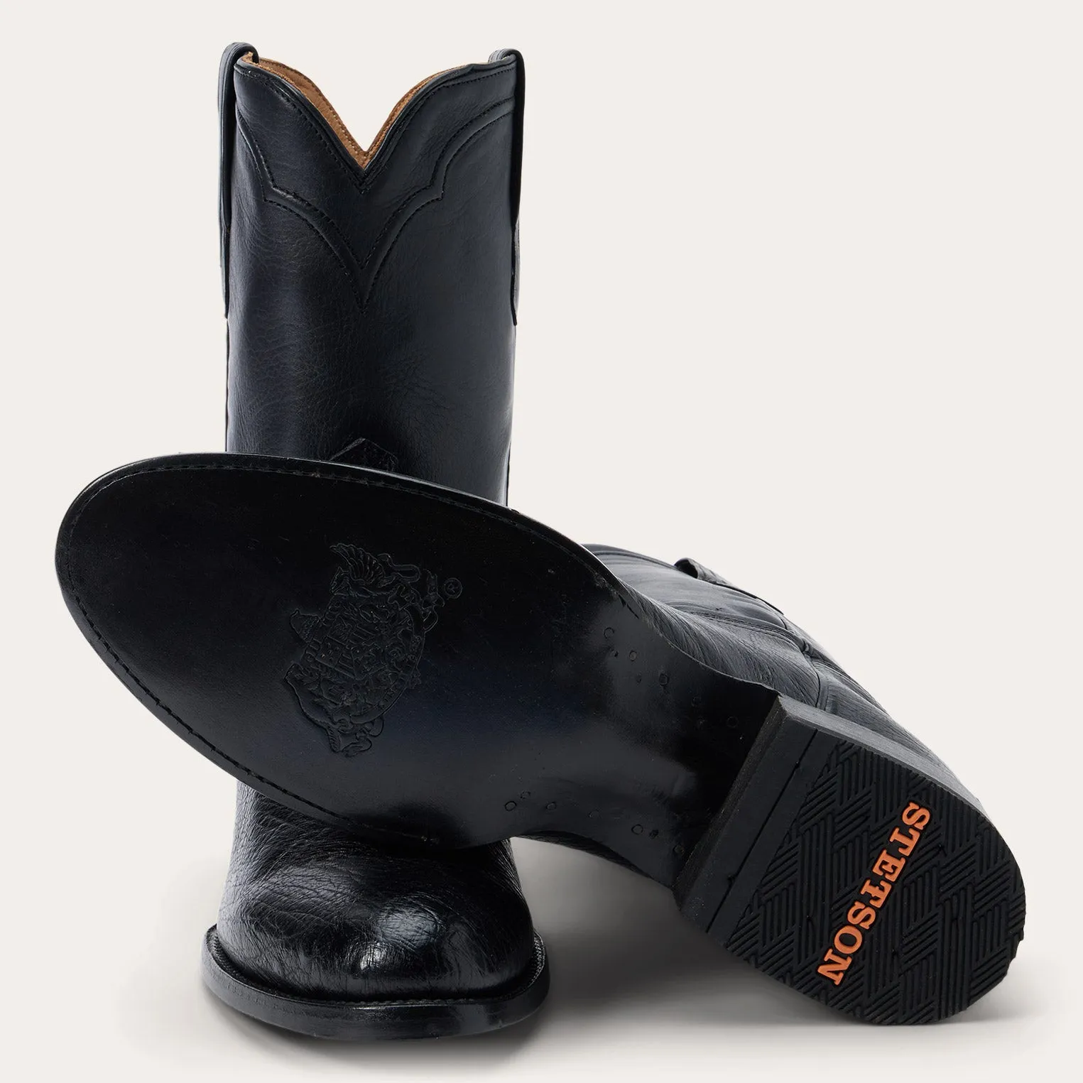 Clay Smooth Ostrich Roper Boots -STETSON