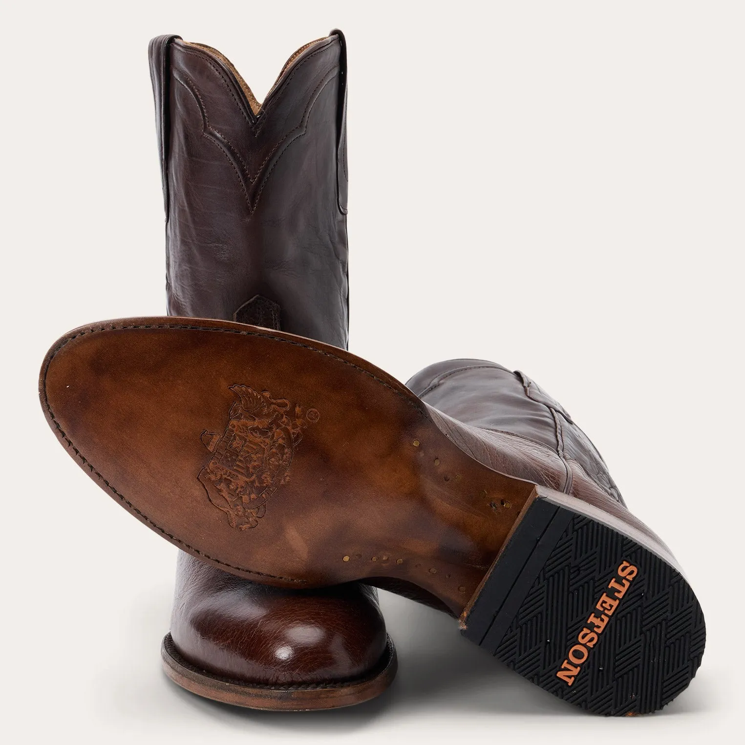 Clay Smooth Ostrich Roper Boots -STETSON